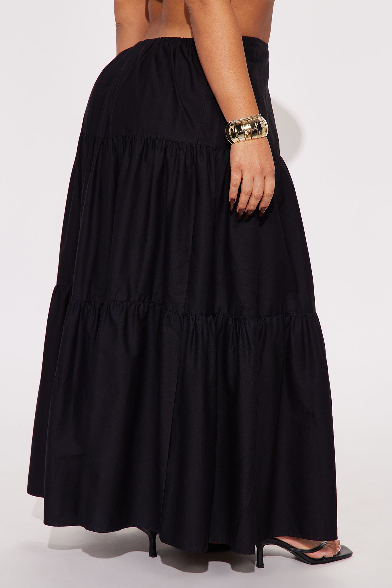 Zoey Poplin Tiered Maxi Skirt - Black - Image 6
