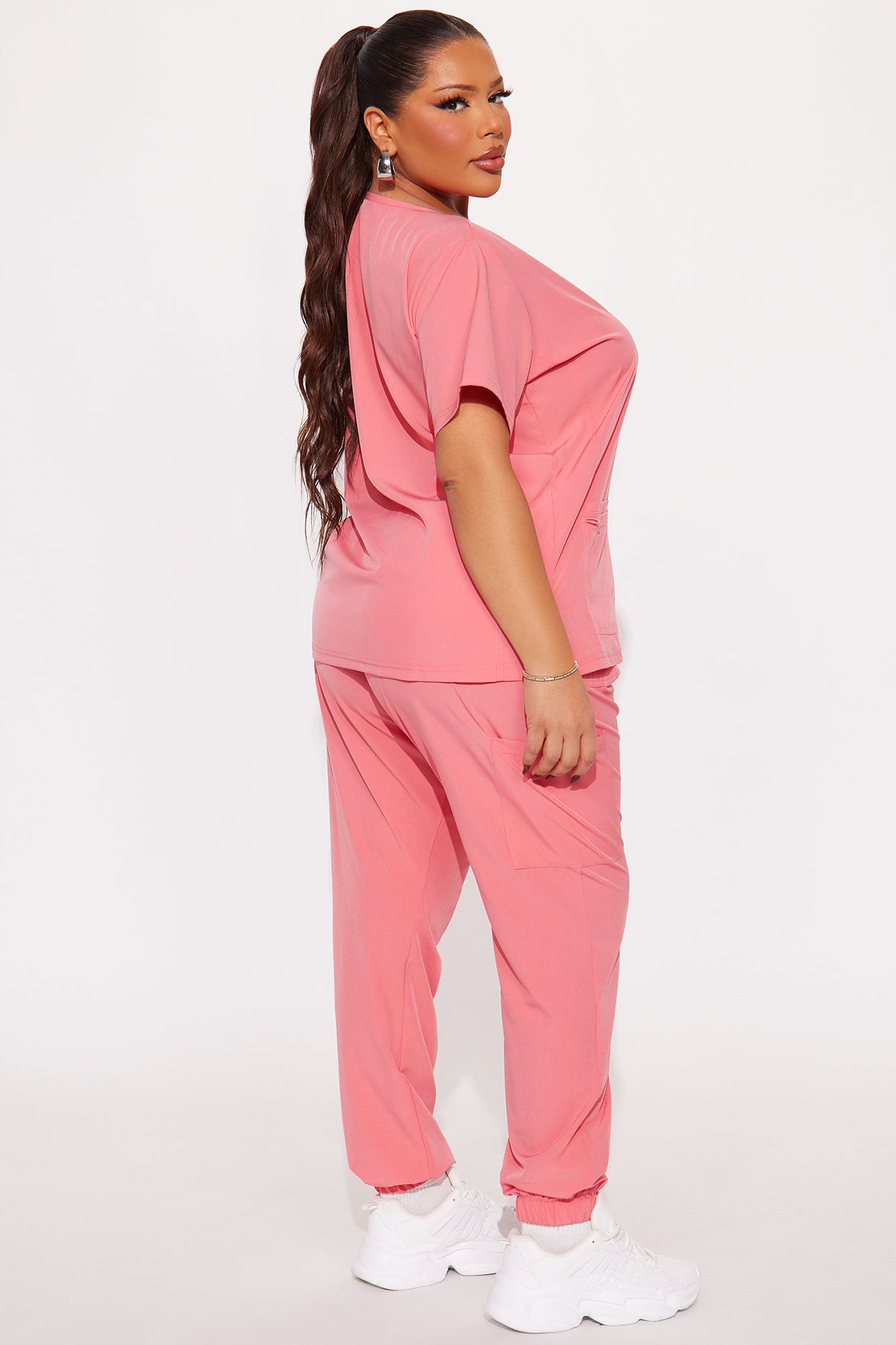 Care For You 4 Way Stretch Scrub Uniform Jogger Set - Coral - Image 6