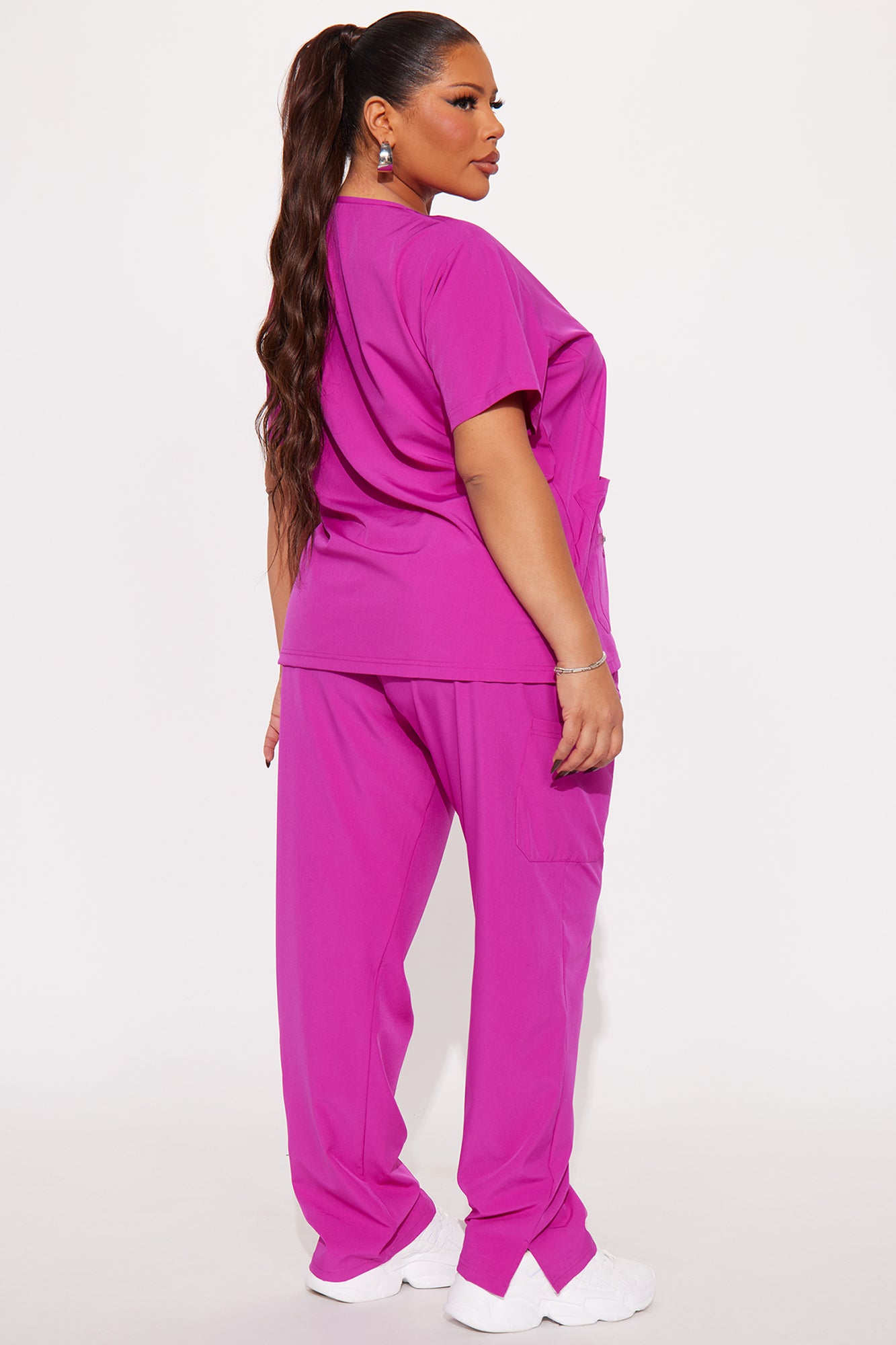 Essential 4 Way Stretch Scrub Uniform Set - Magenta - Image 6