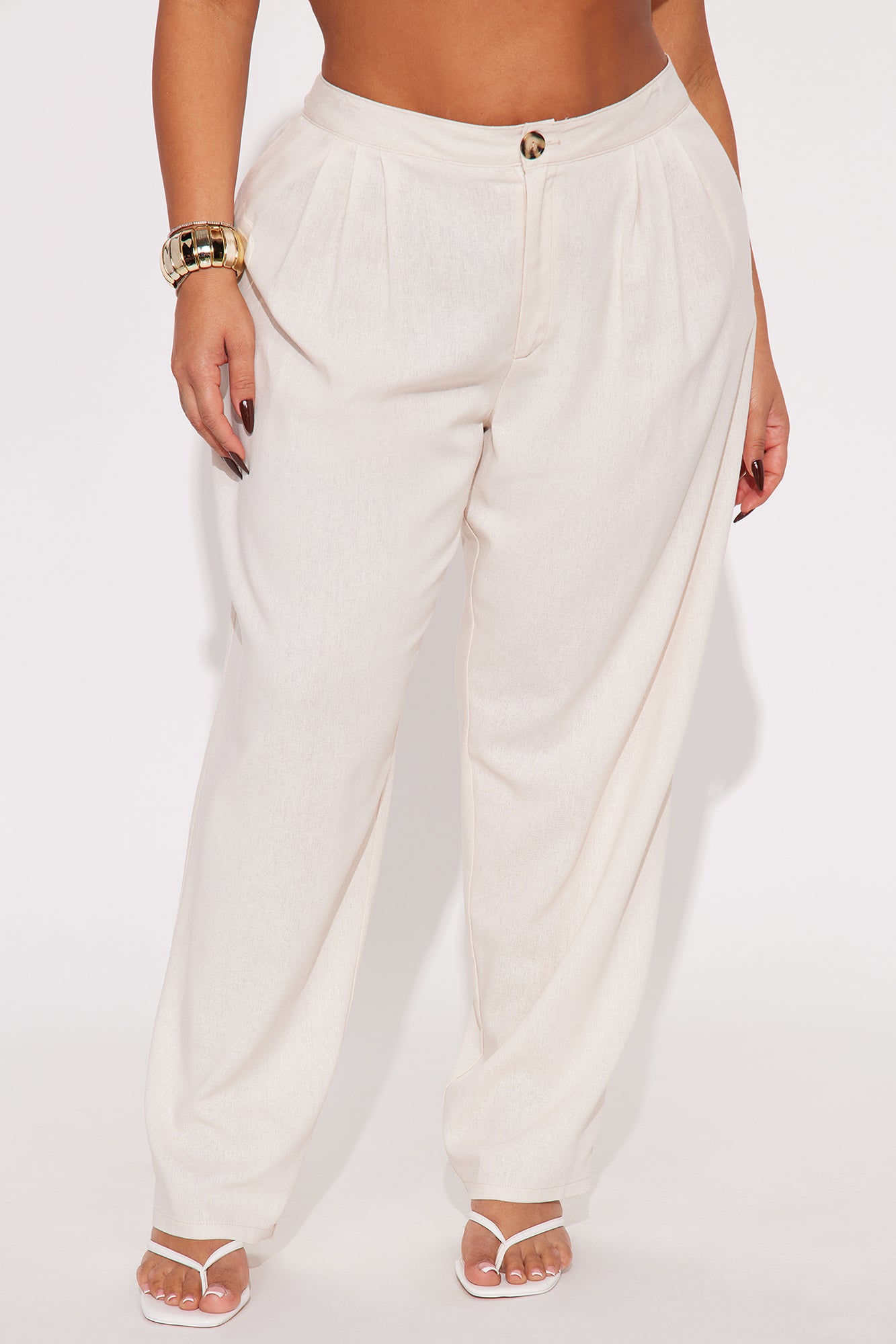Aliza Wide Leg Linen Trouser - Tan - Image 5