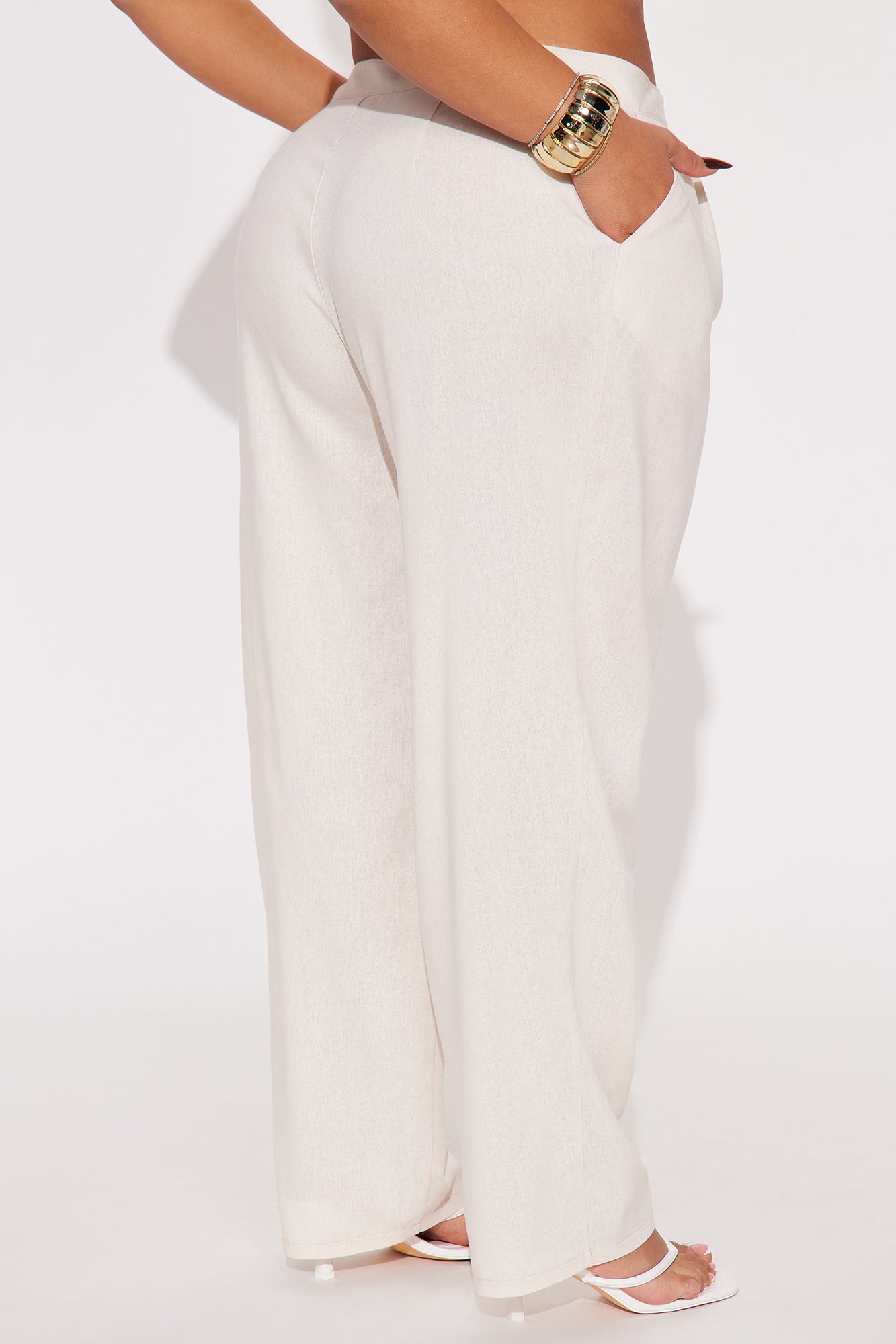 Aliza Wide Leg Linen Trouser - Tan - Image 6