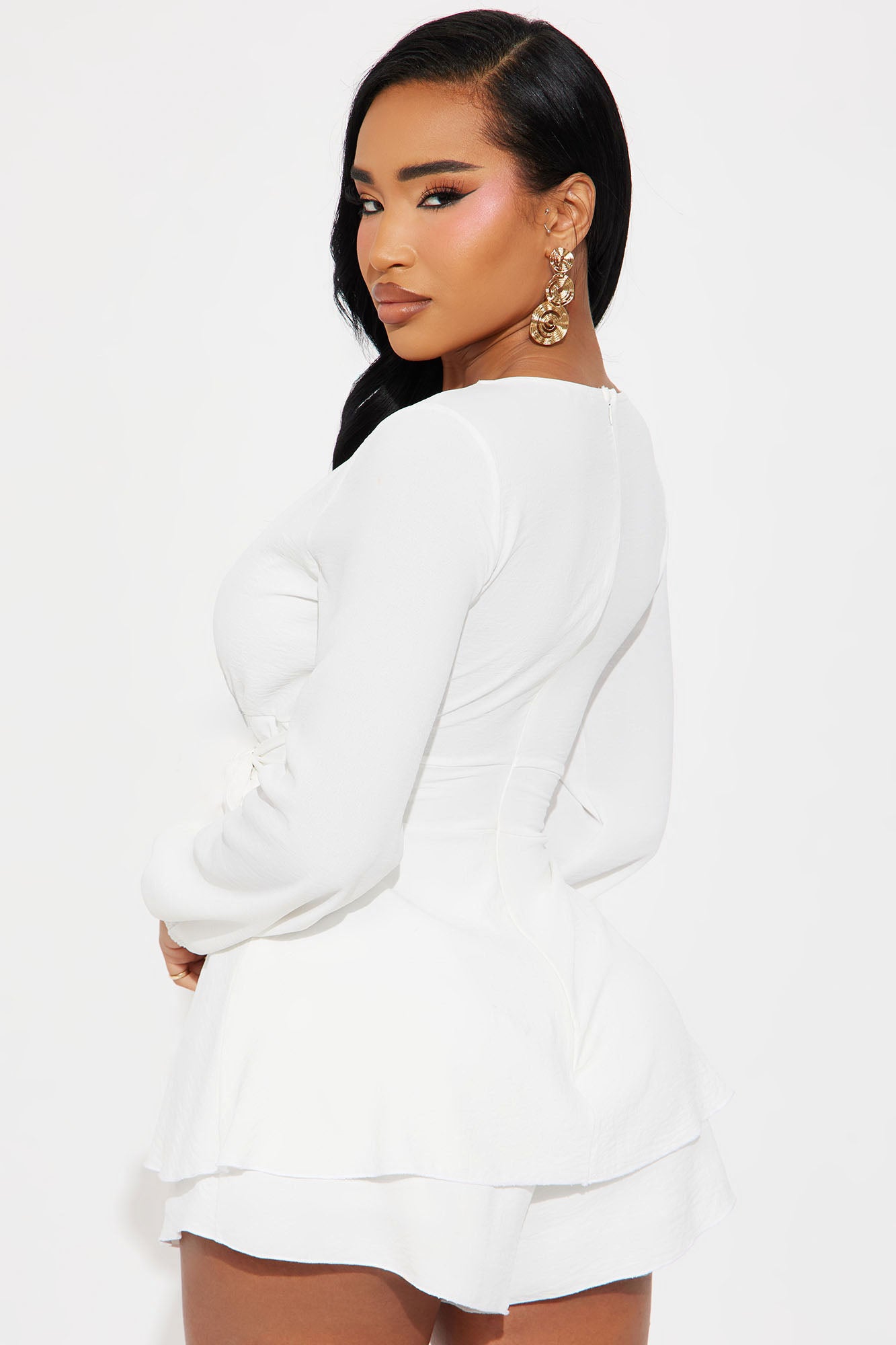Alessia Long Sleeve Romper - White - Image 3