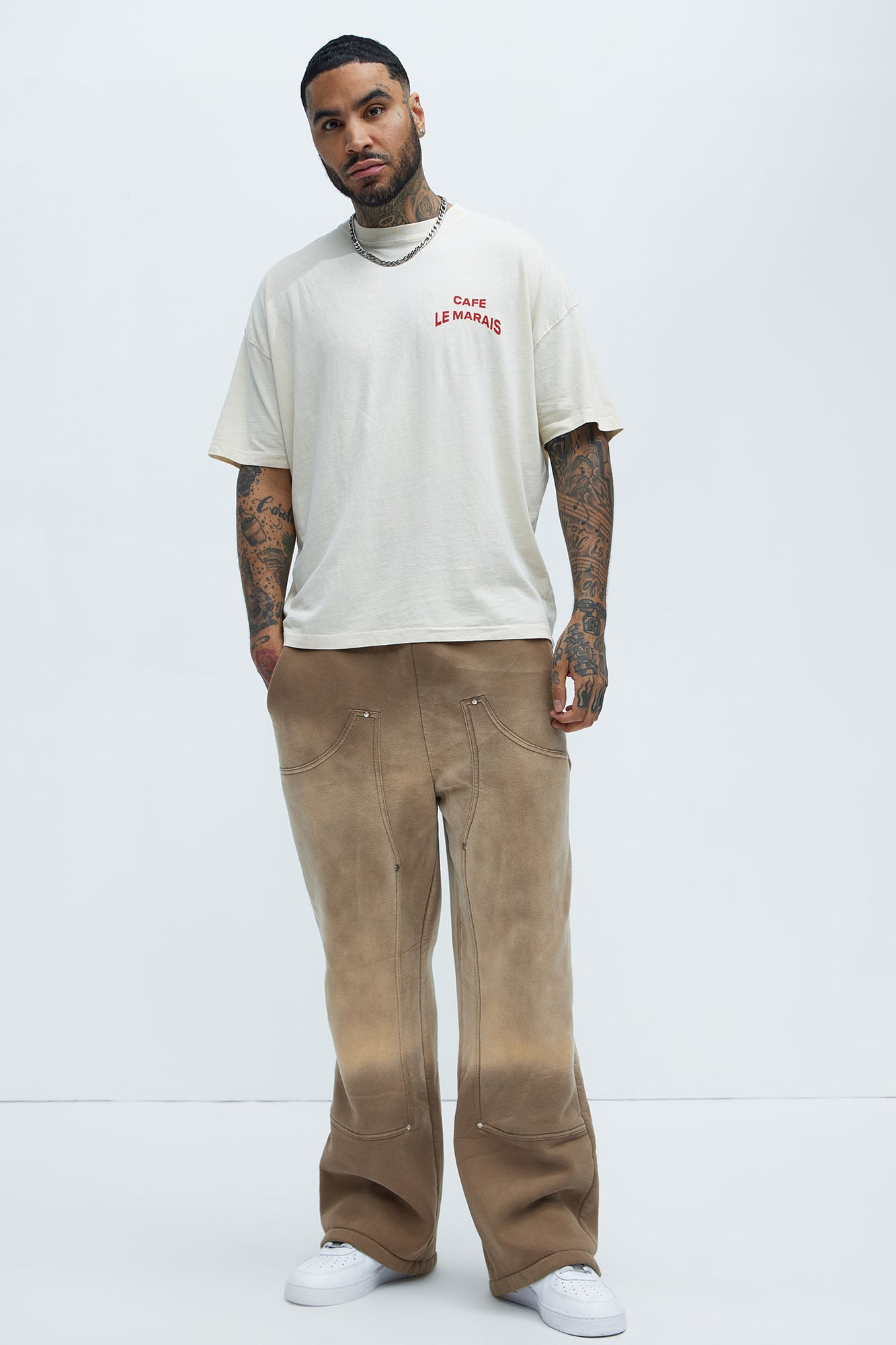 Cafe Le Marais Oversized Short Sleeve Tee - Cream - Image 4