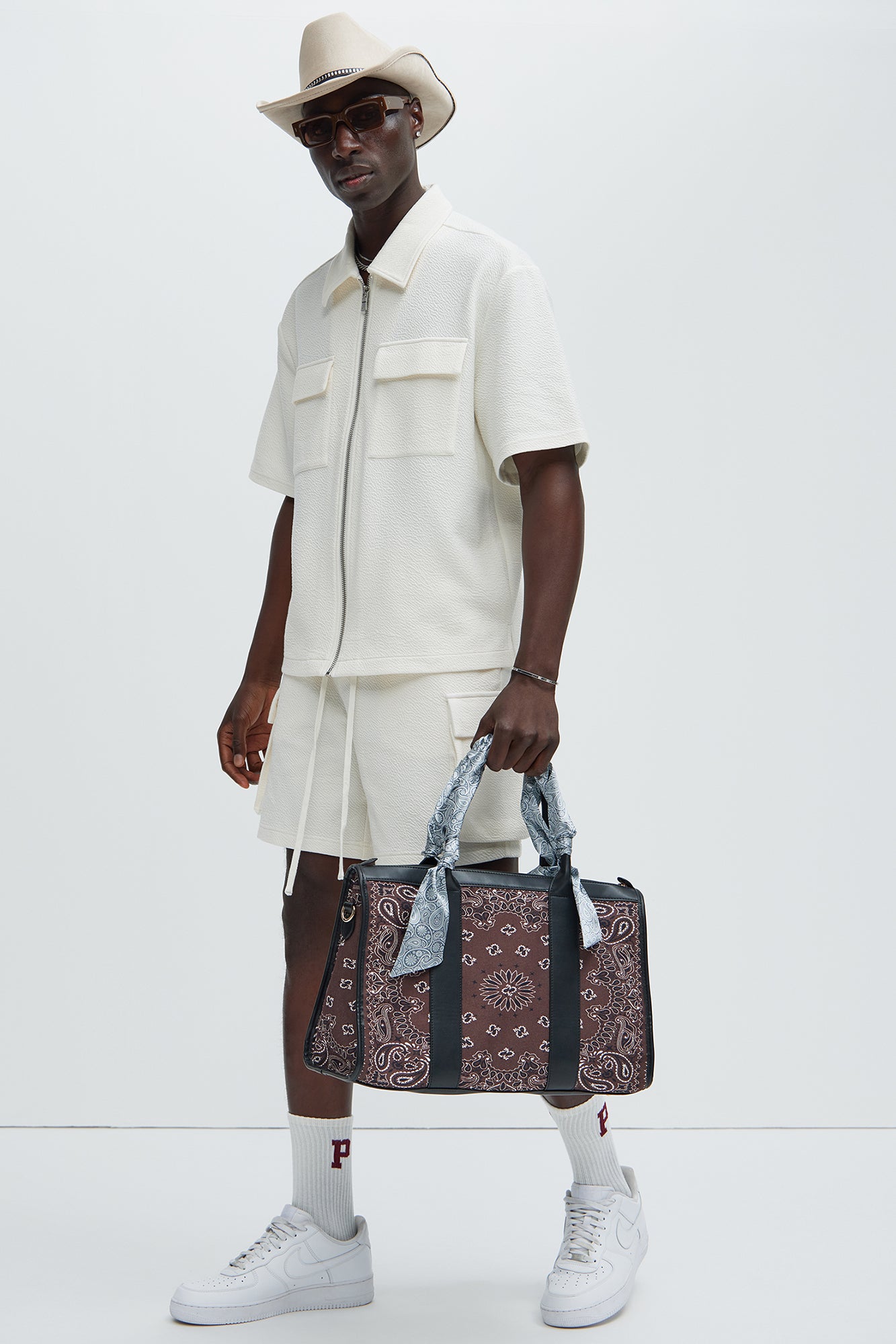 Lewis Zip Up Shirt - Cream - Image 3