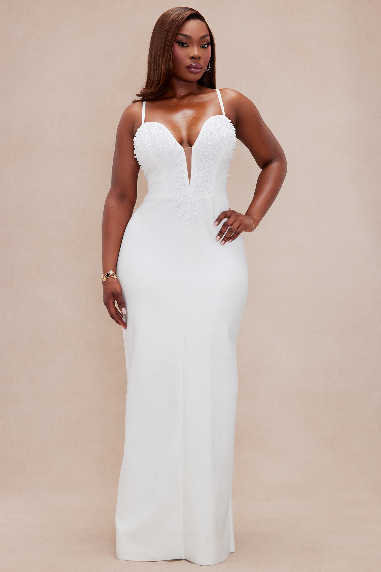 With Love Bandage Maxi Dress - Off White - Image 5