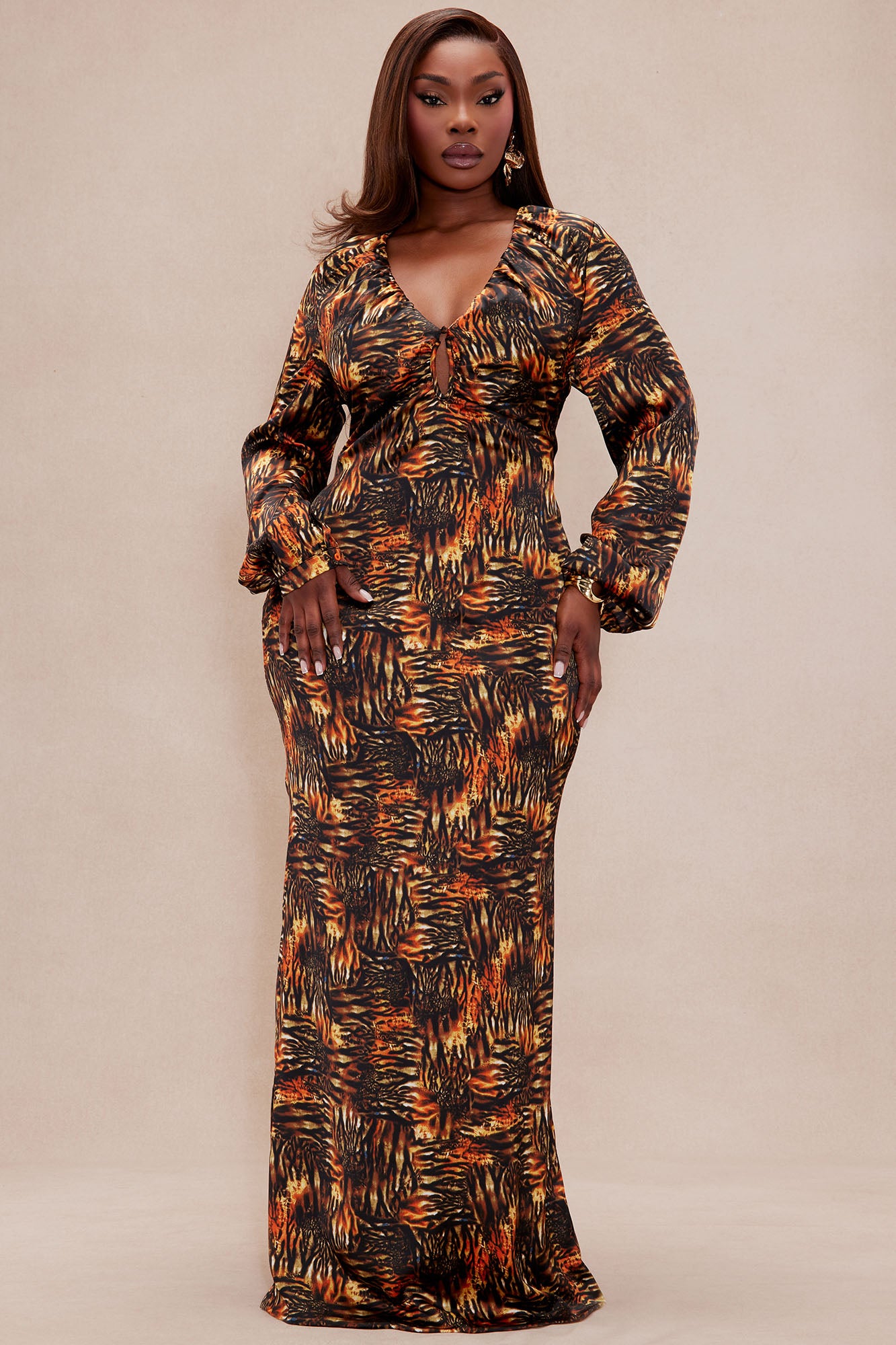 Zafrina Satin Maxi Dress - Multi Color - Image 5