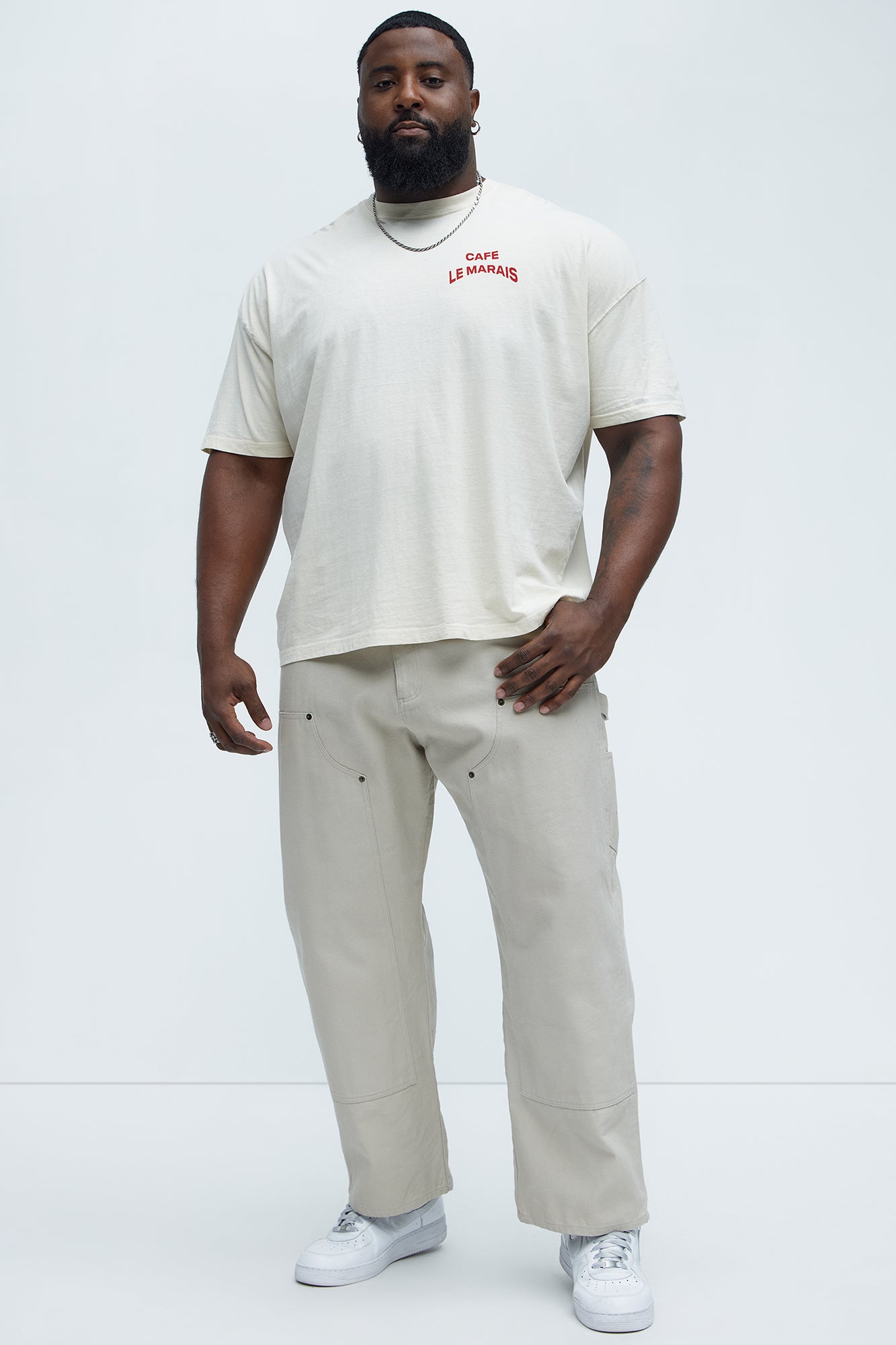 Cafe Le Marais Oversized Short Sleeve Tee - Cream - Image 6