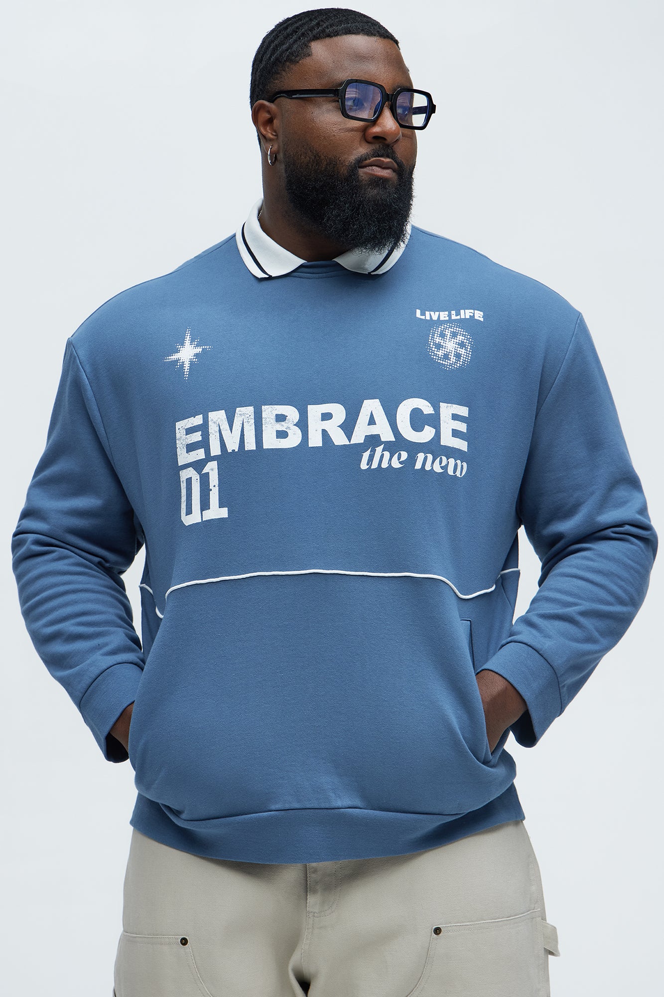 Embrace The New Collar Sweatshirt - Blue - Image 5