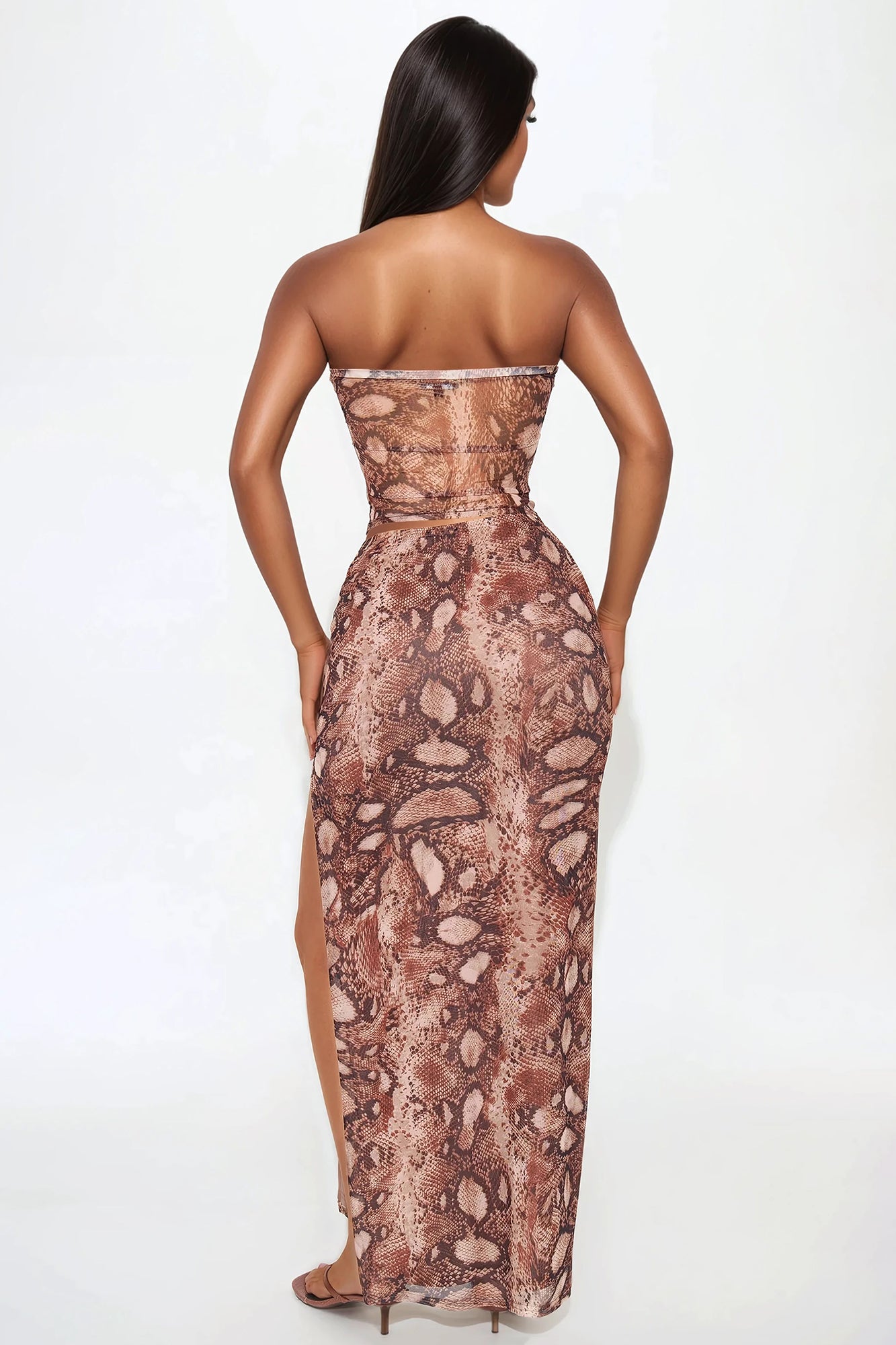 Sahara Snake Print Skirt Set - Rust/combo - Image 4