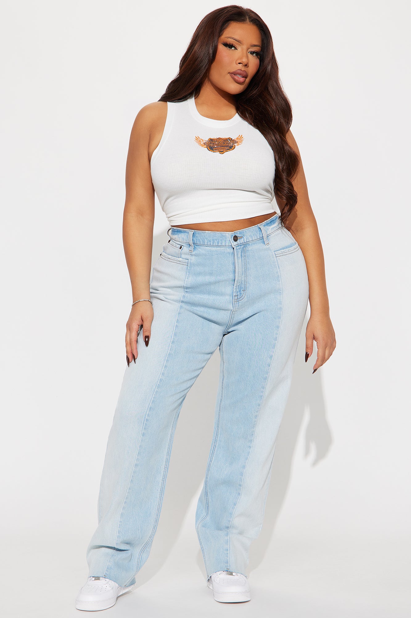 Andi Two Tone Straight Leg Jeans - Light Wash - Image 5