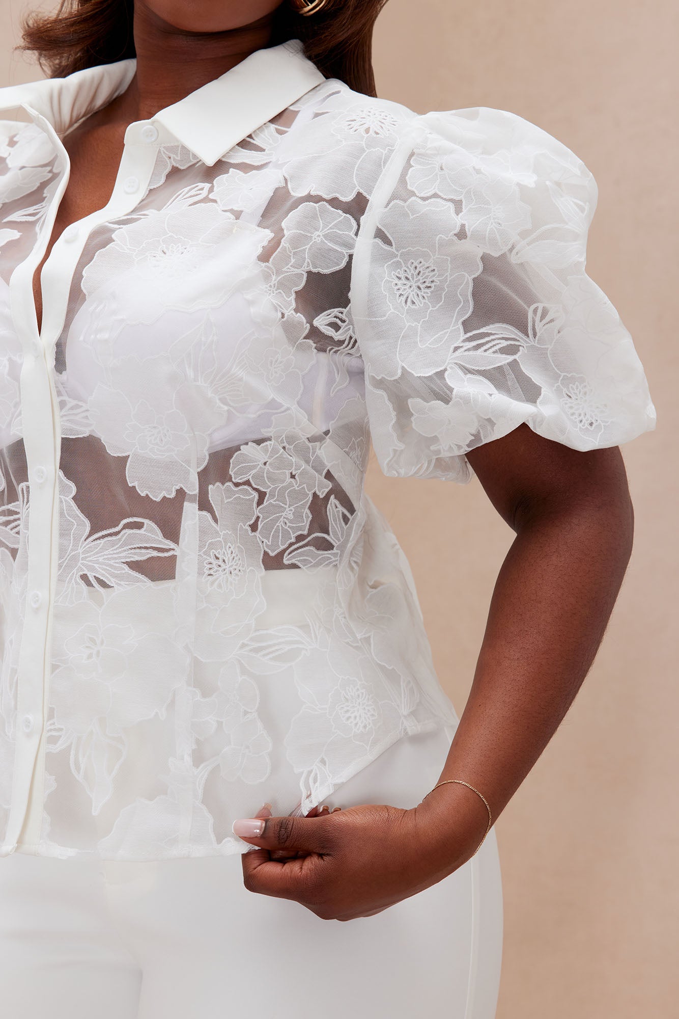 Evalina Embroidered Blouse - White - Image 7