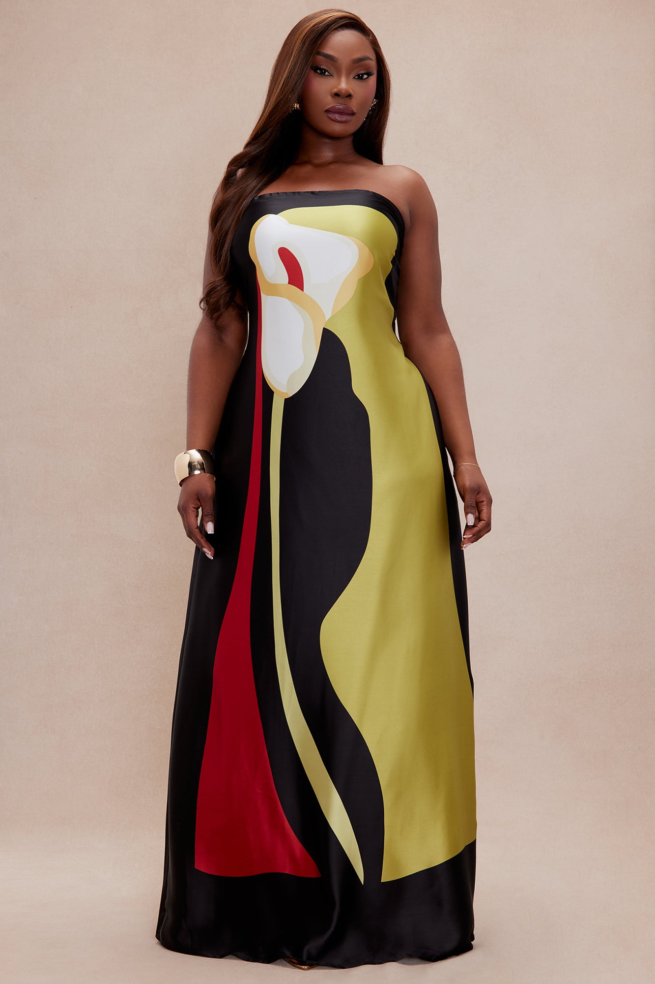 Amalfi Satin Maxi Dress - Black/combo - Image 5