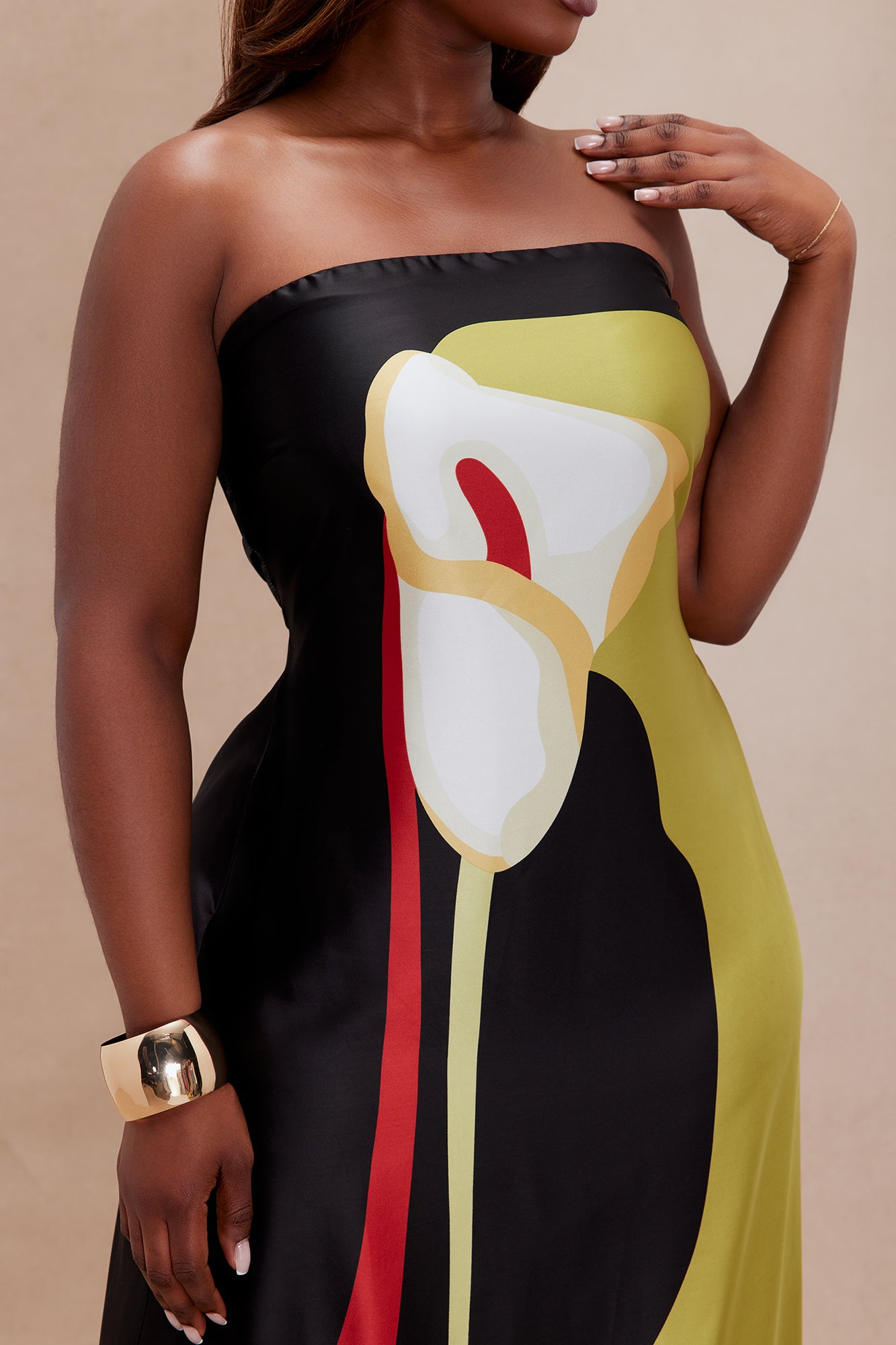 Amalfi Satin Maxi Dress - Black/combo - Image 7