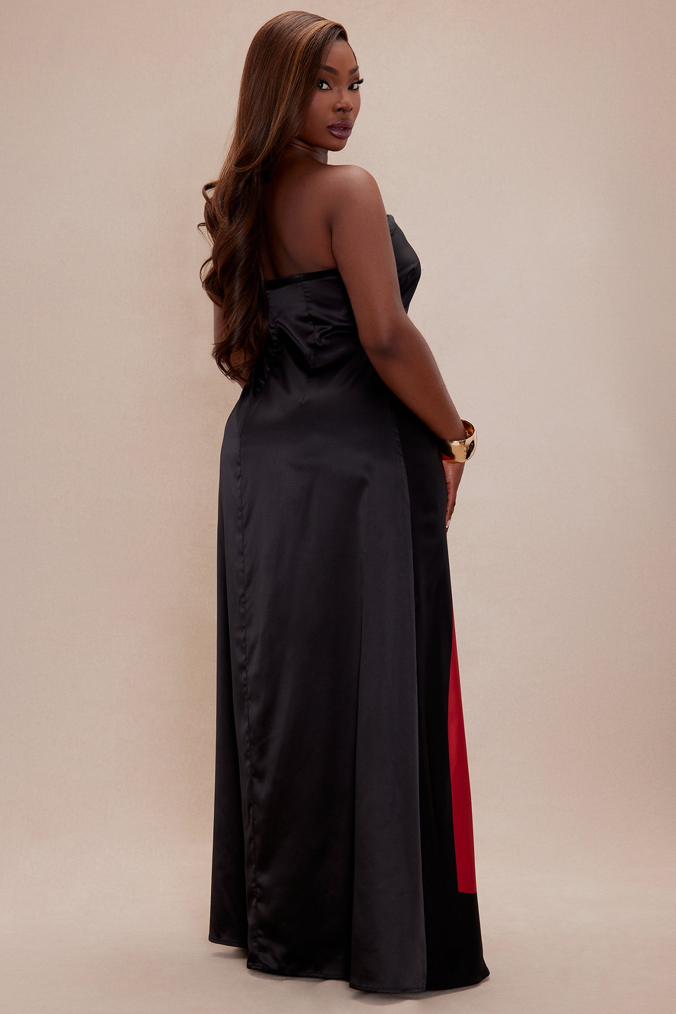 Amalfi Satin Maxi Dress - Black/combo - Image 8