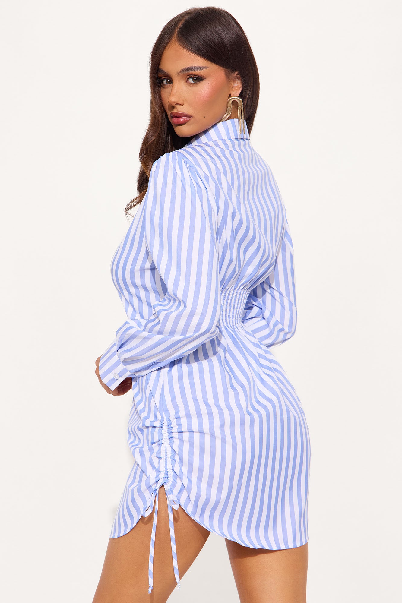 Voni Striped Shirt Mini Dress - Blue/combo - Image 4