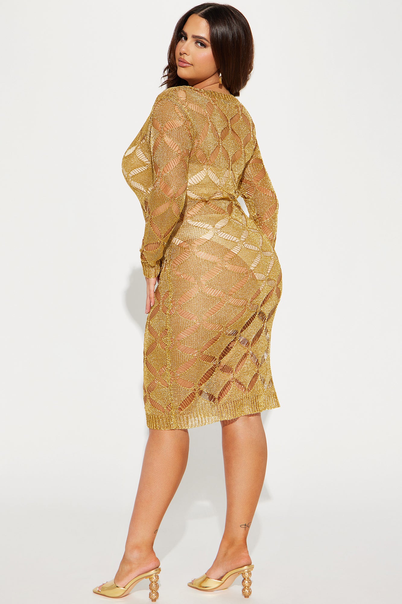 Wildflower Crochet Midi Dress - Gold - Image 6