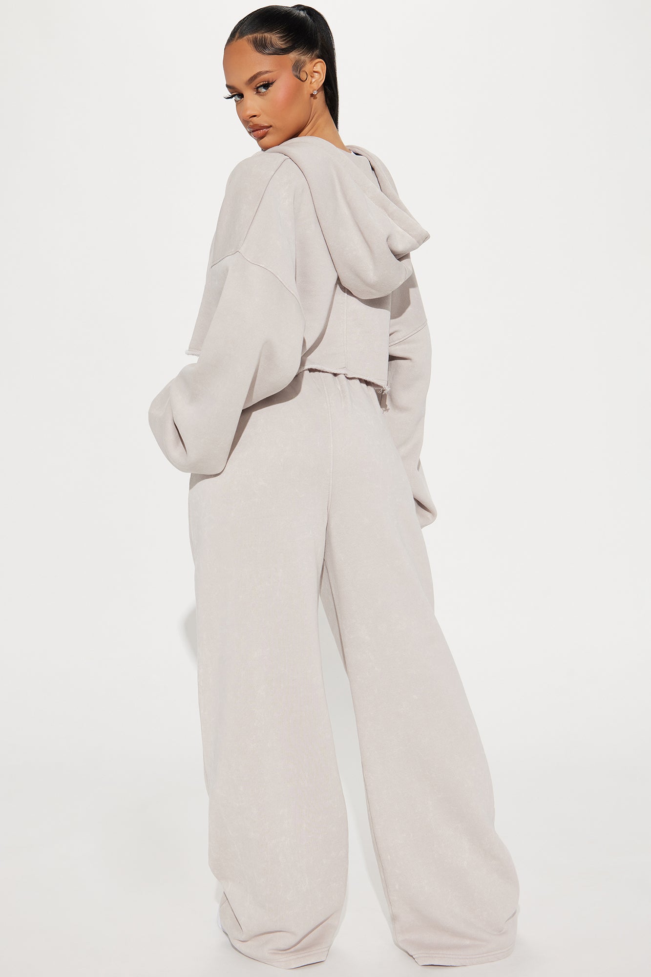 On The Go Fleece Pant Set - Taupe - Image 4