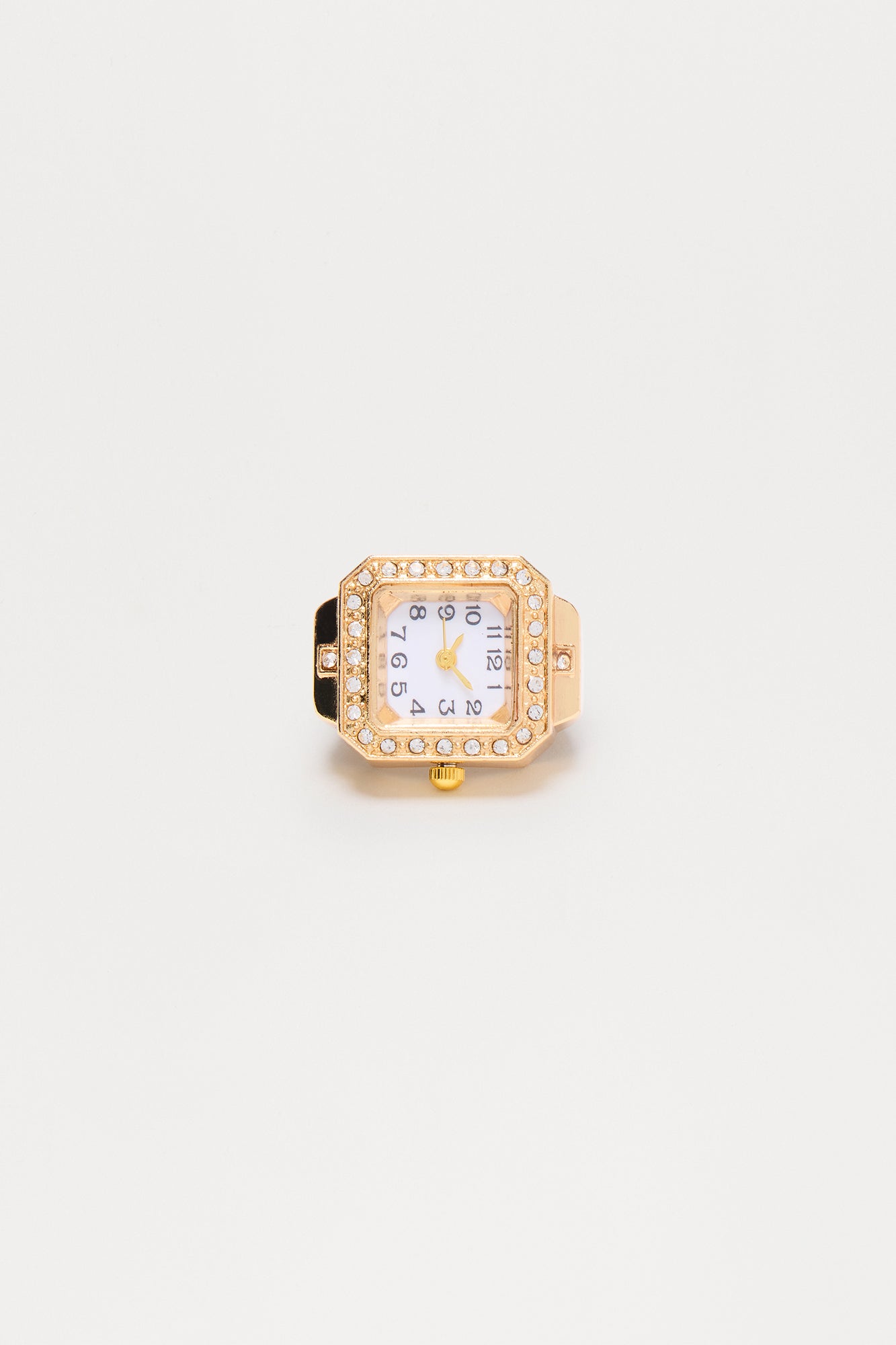 Punctual Princess Rhinestone Clock Ring - Gold - Image 3