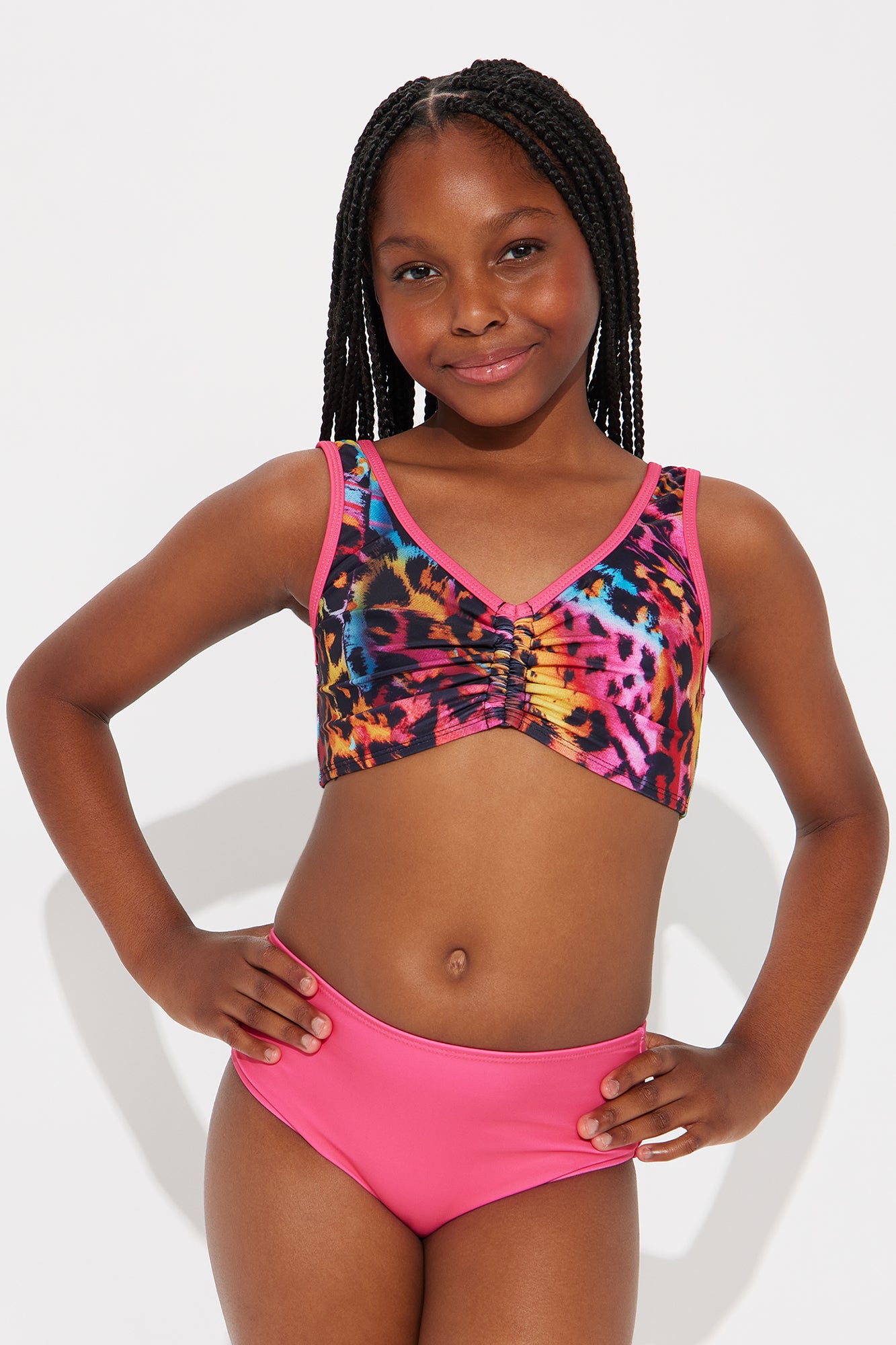 Mini Andi 3 Piece Bikini Skirt Set - Pink/combo - Image 4