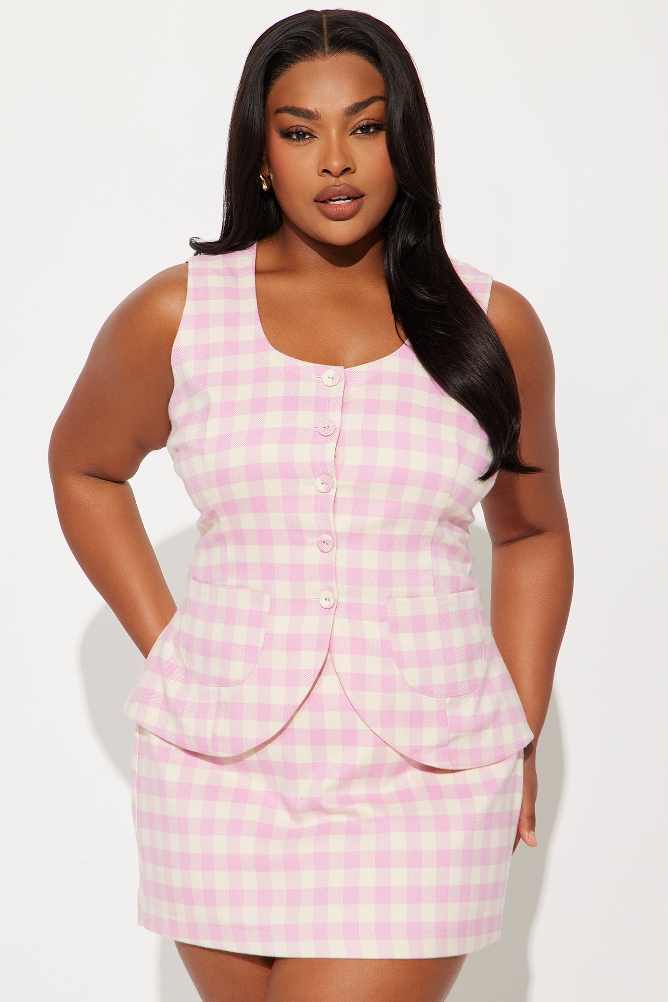 Georgia Gingham Skirt Set - Pink/combo - Image 4