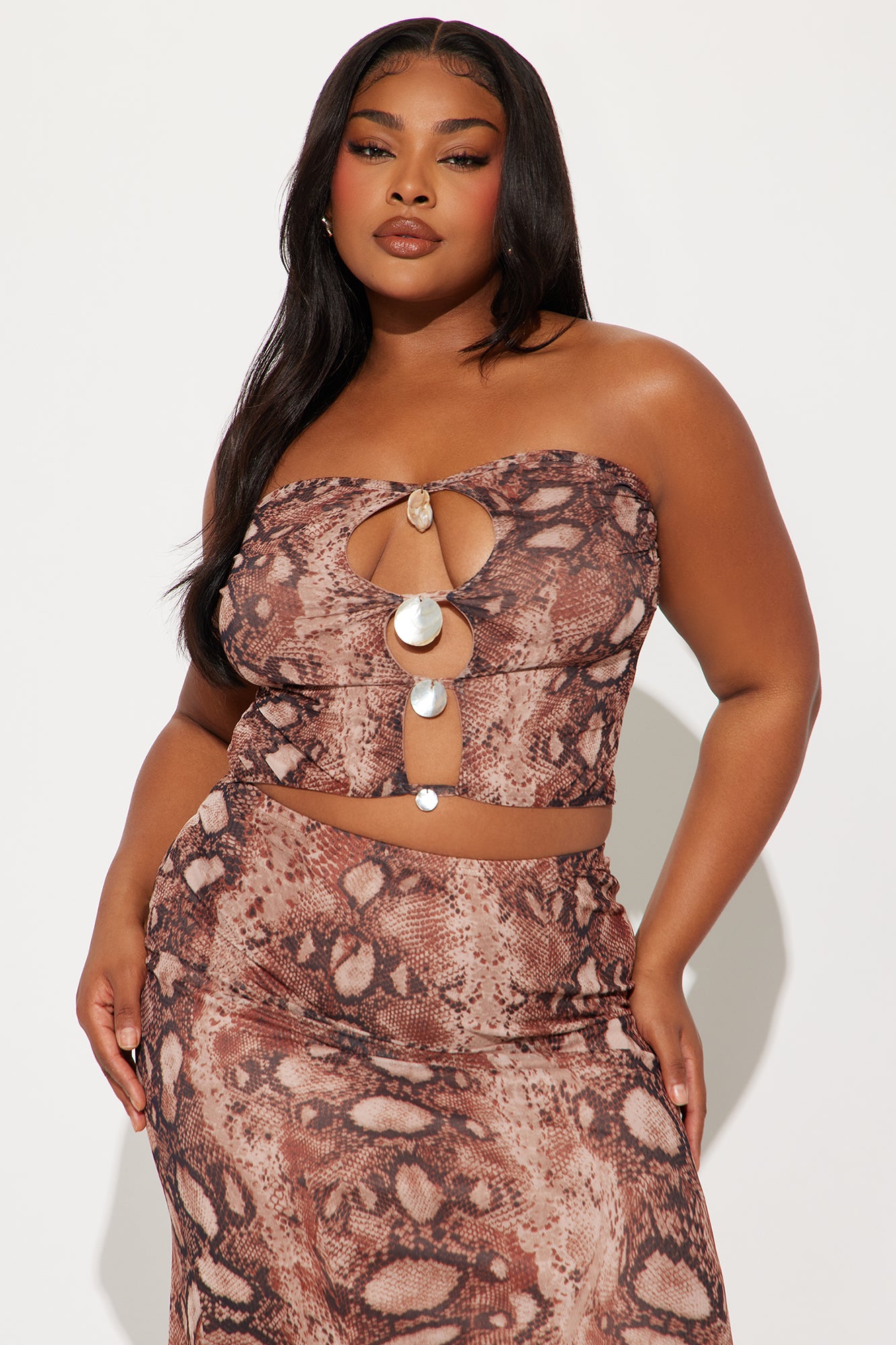 Sahara Snake Print Skirt Set - Rust/combo - Image 6