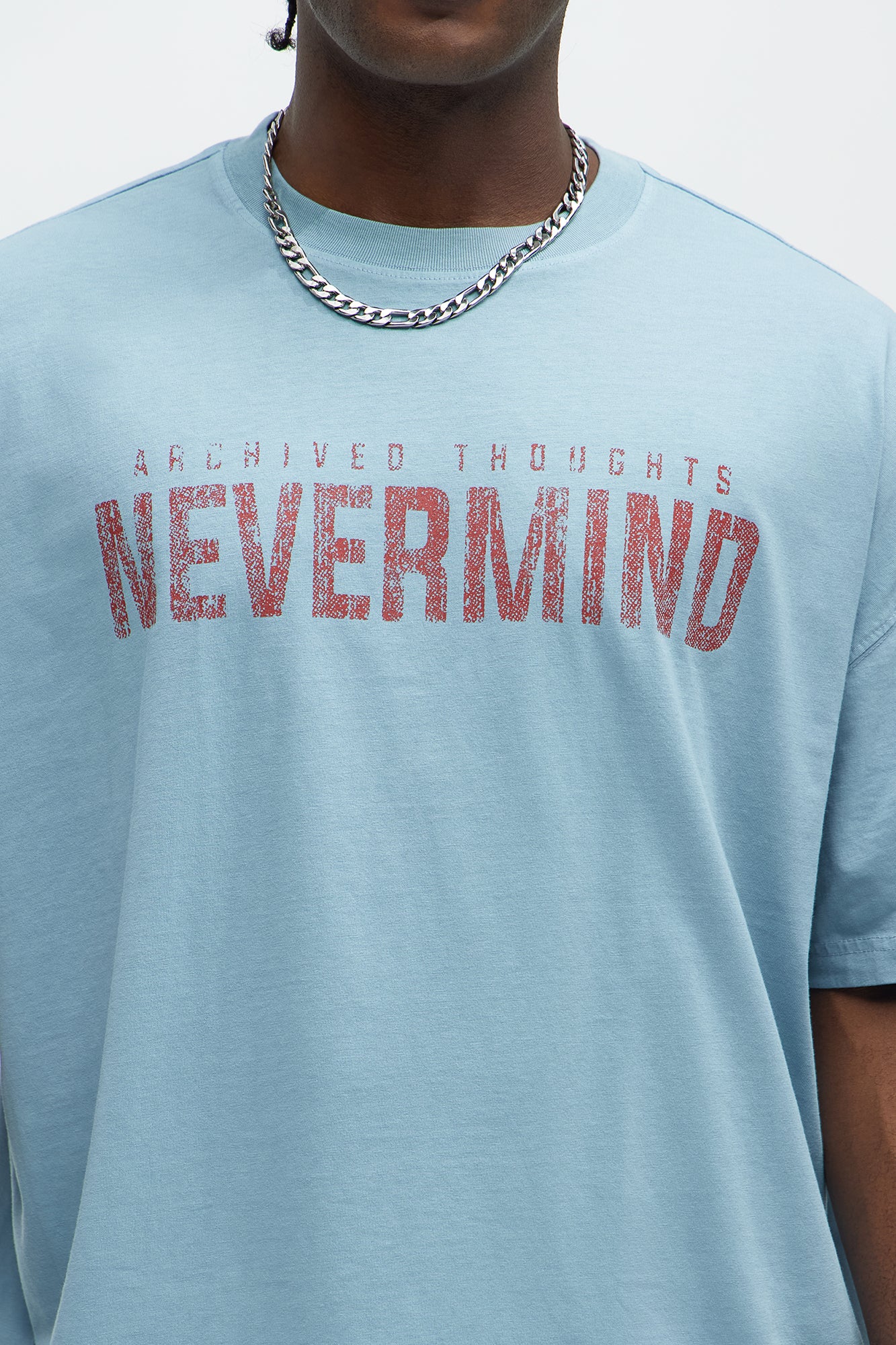 Archived Thoughts Oversized Short Sleeve Tee - Light Blue - Image 3