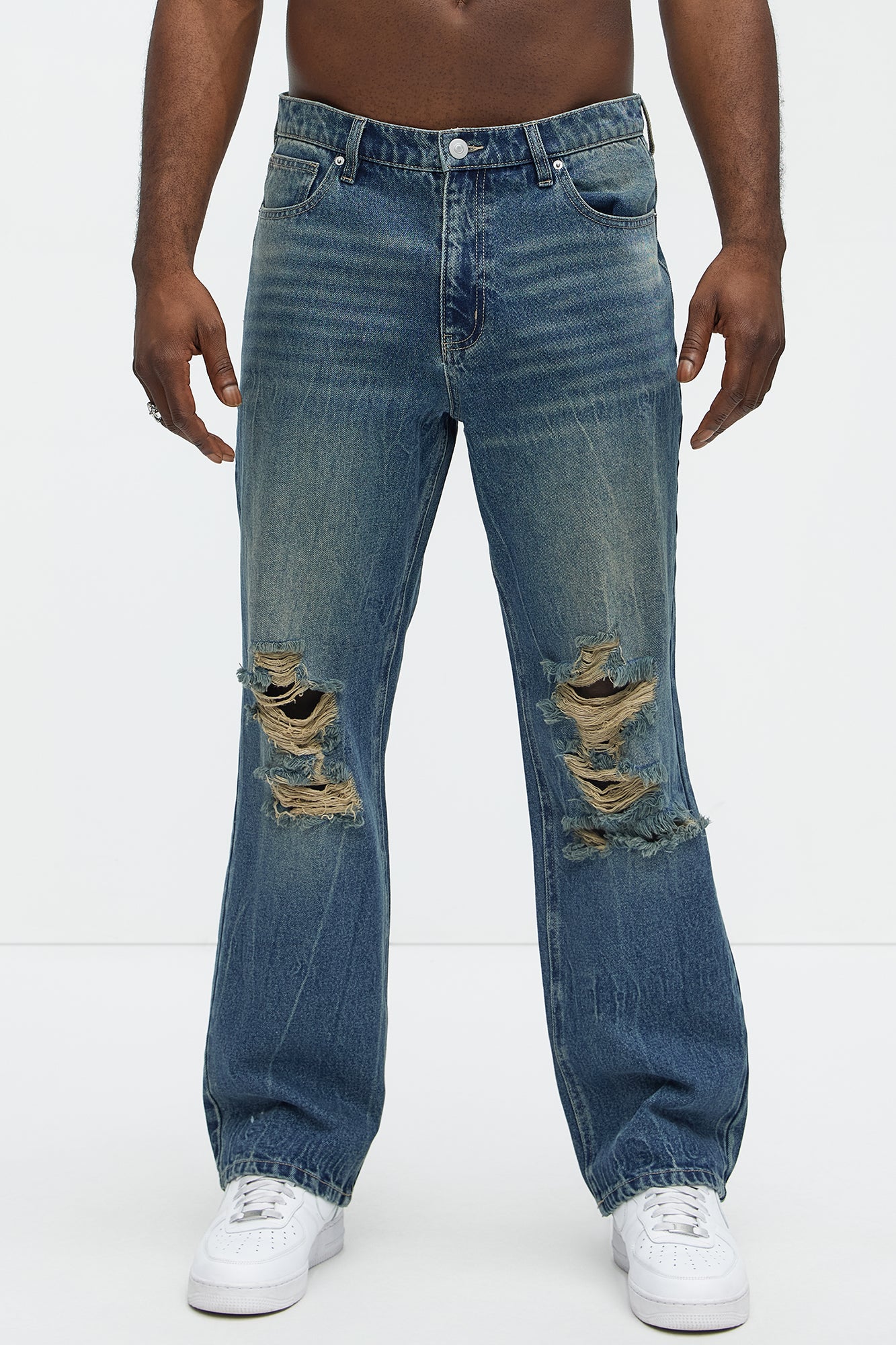 Brentonwood Distressed Straight Jeans - Vintage Blue Wash - Image 3