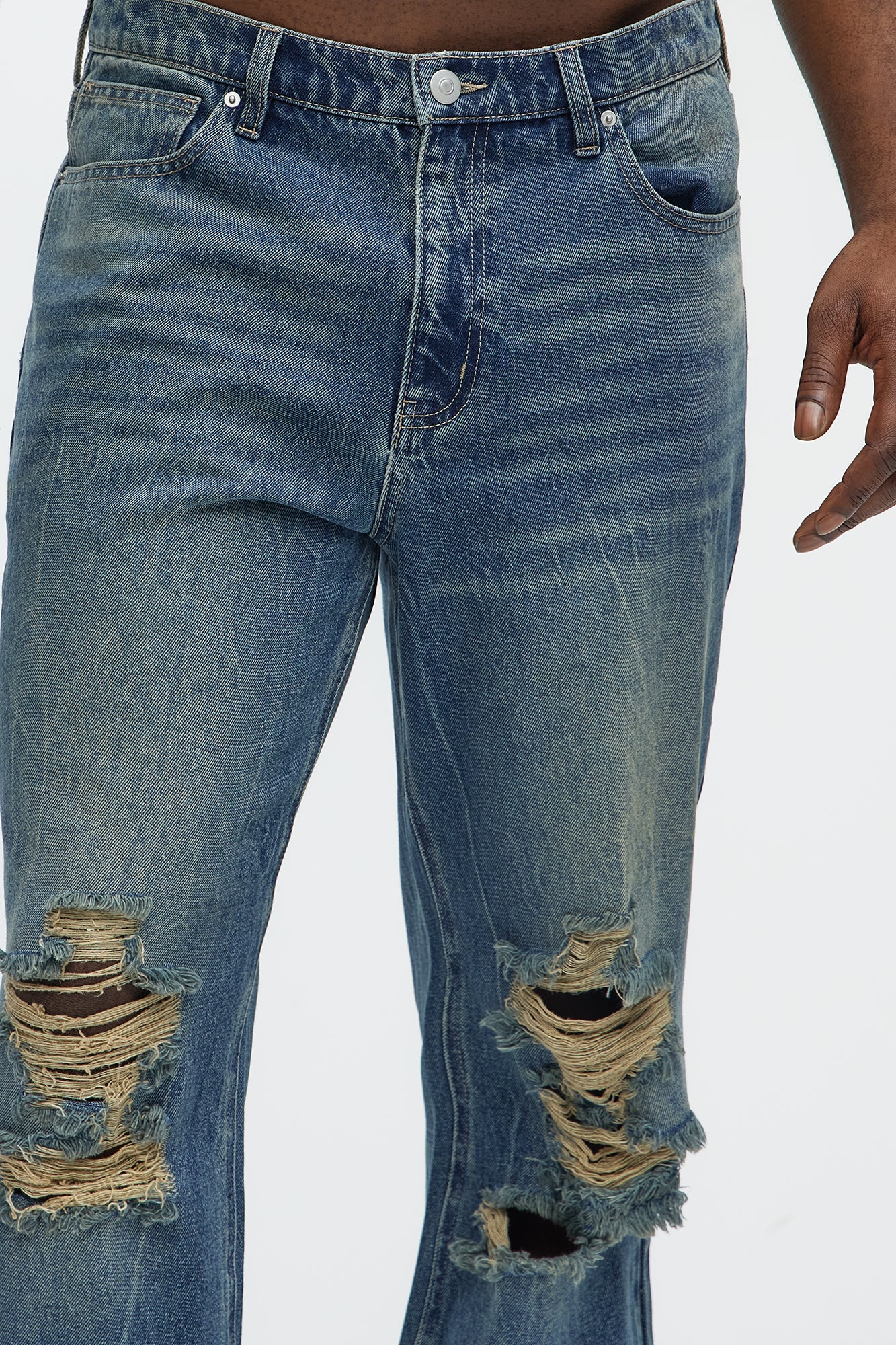 Brentonwood Distressed Straight Jeans - Vintage Blue Wash - Image 4