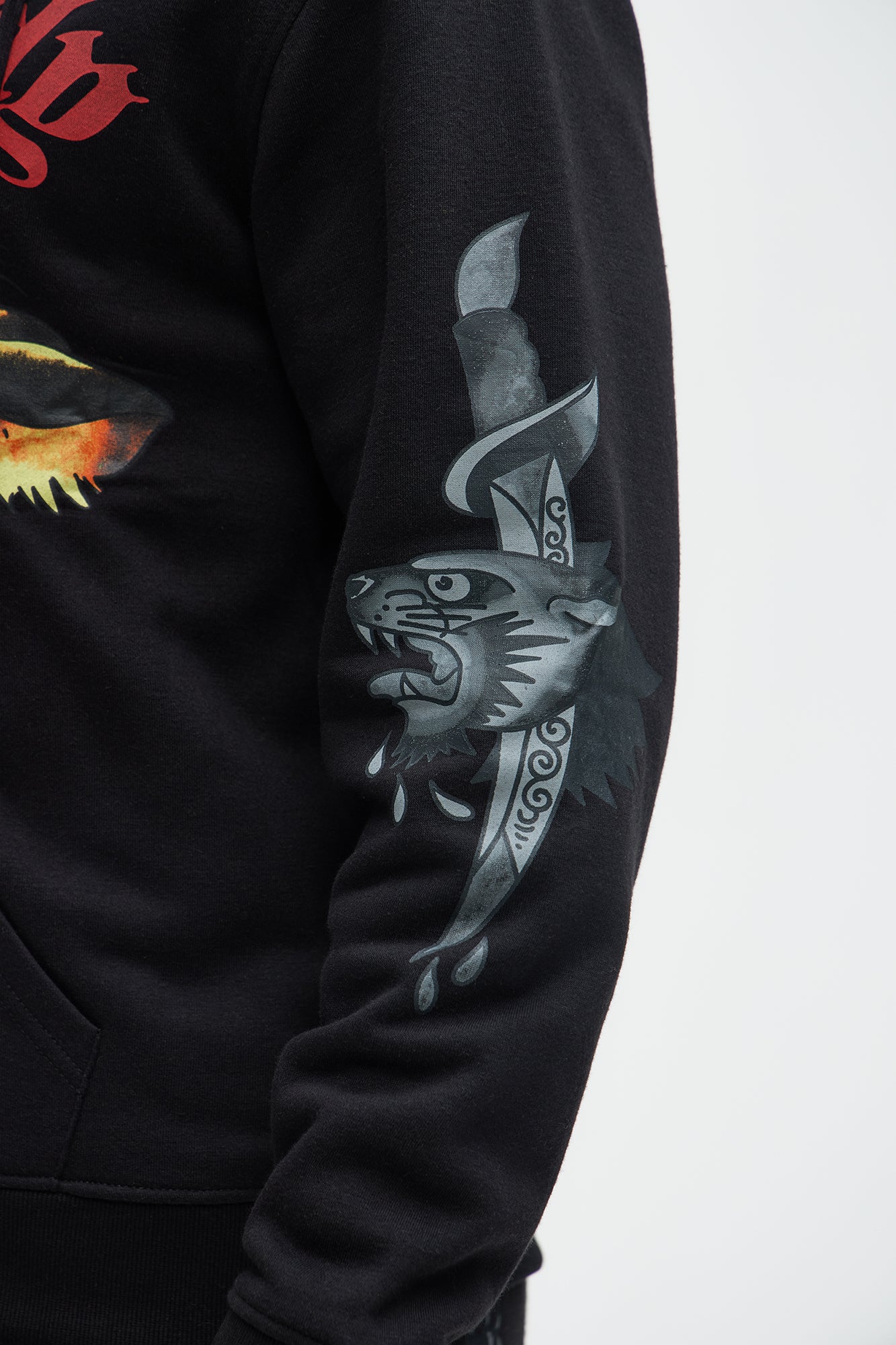 Ed Hardy Panther Dagger Zip Up Hoodie - Black - Image 5
