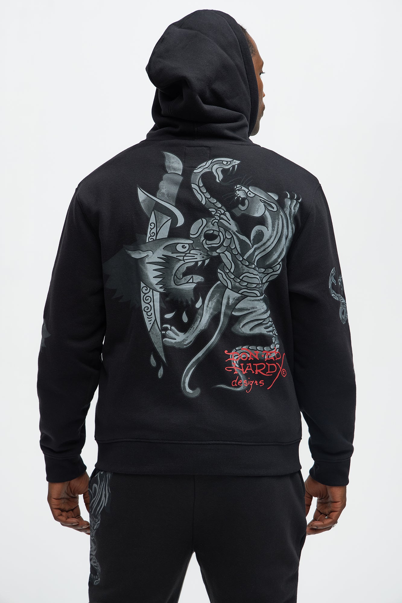 Ed Hardy Panther Dagger Zip Up Hoodie - Black - Image 6