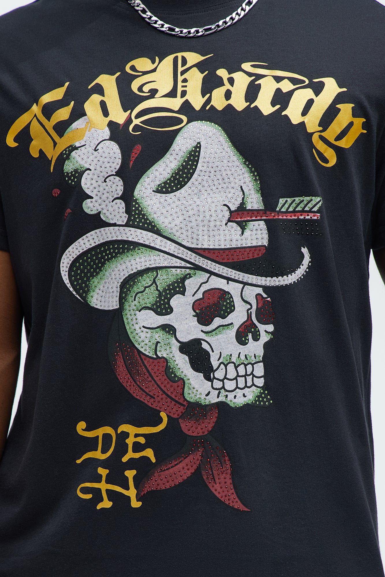 Ed Hardy Cowboy Skull Rhinestone Tee - Black - Image 3