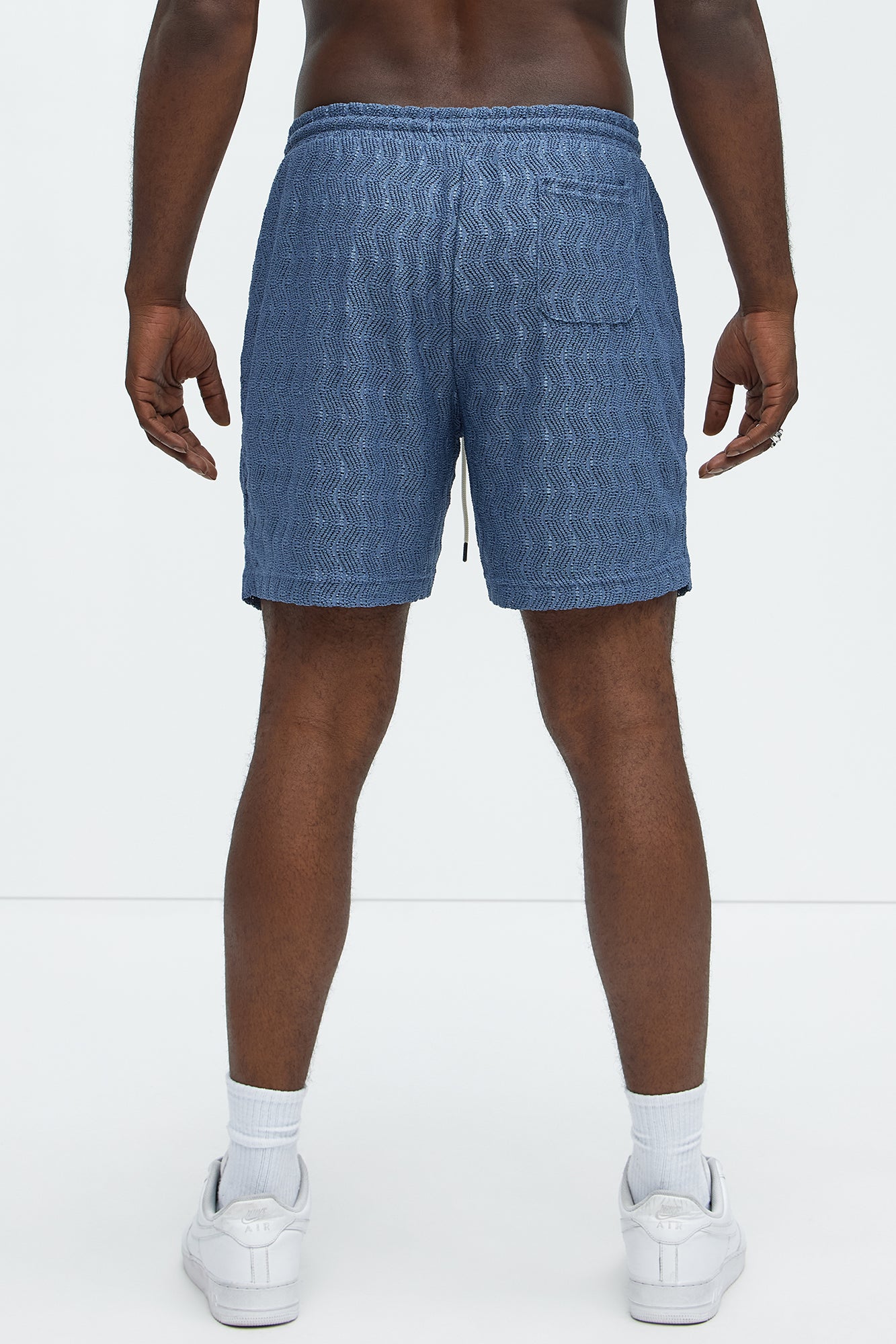 Echo Textured Drawstring Shorts - Blue - Image 5