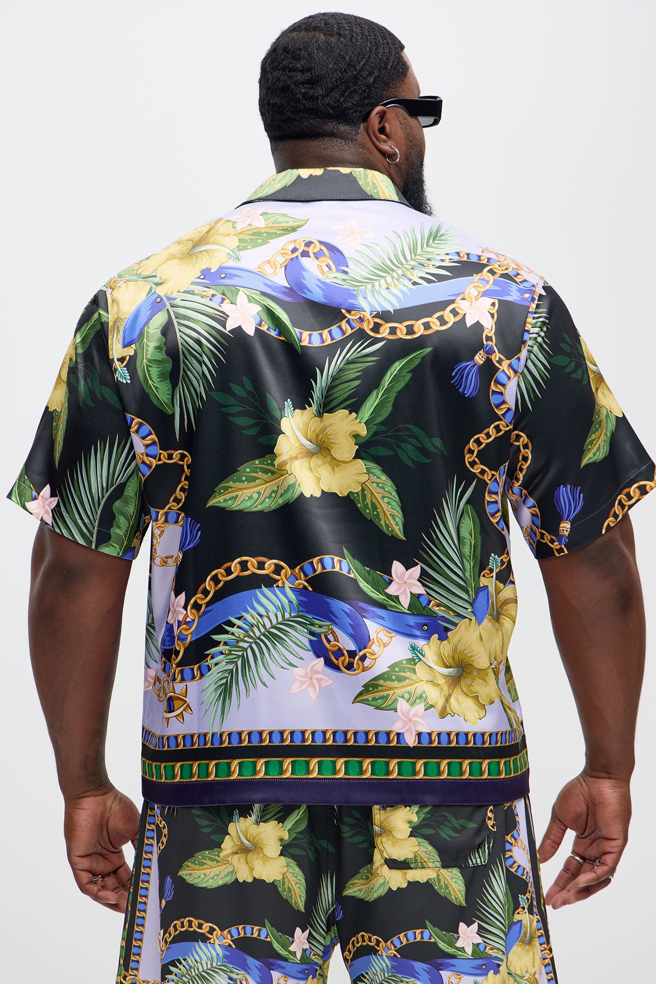 Baroque Floral Cuban Collar Button Up Shirt - Multi Color - Image 7