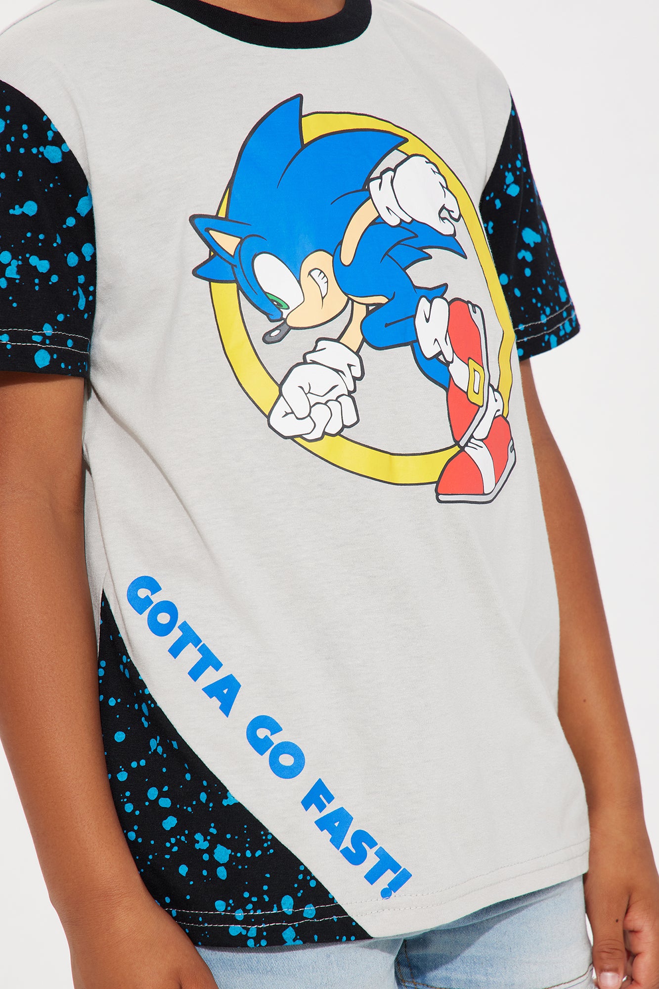 Mini Sonic Gotta Go Fast Colorblock Tee - Heather Grey - Image 3