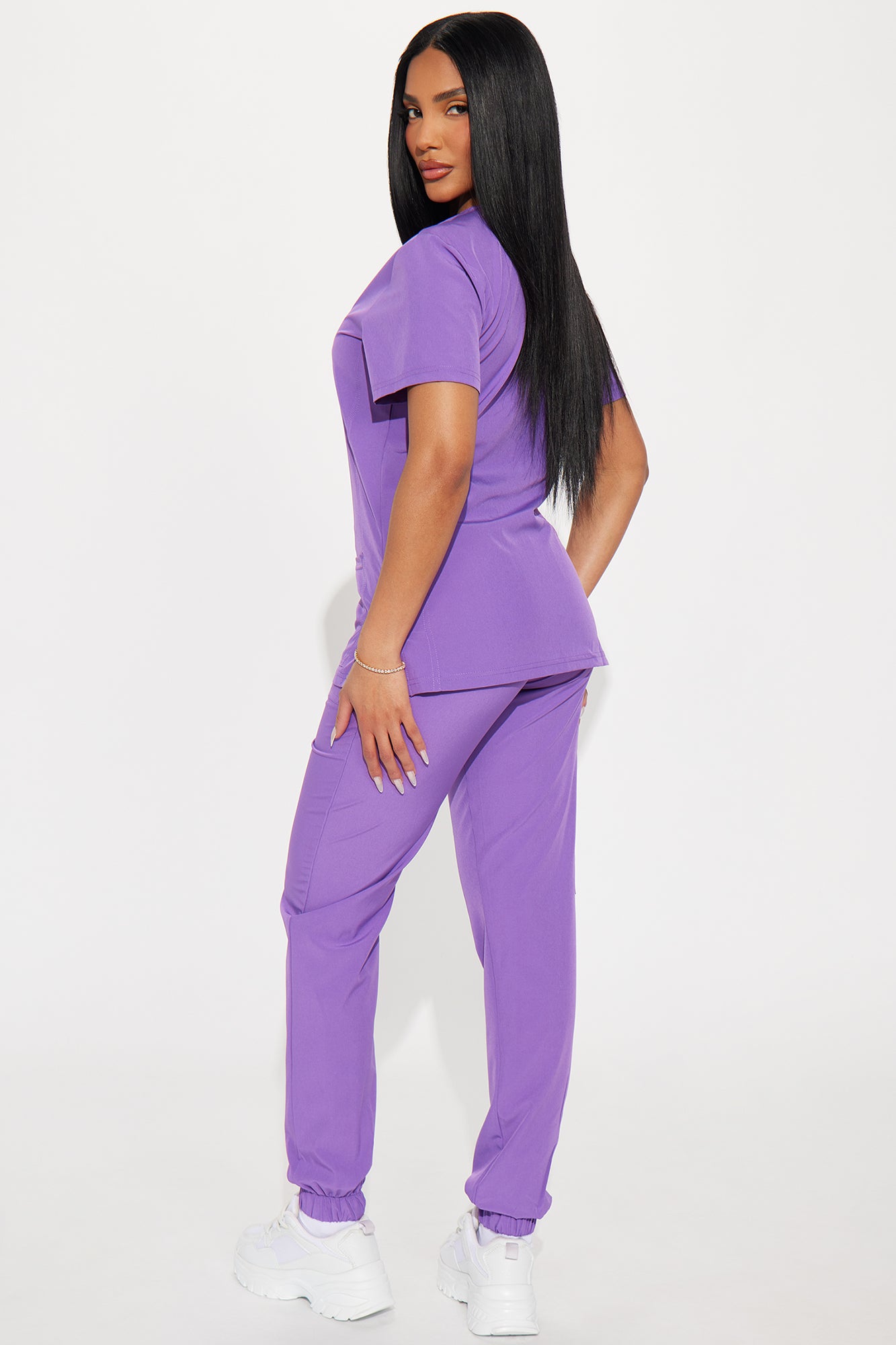 Care For You 4 Way Stretch Scrub Uniform Jogger Set - Purple - Image 3