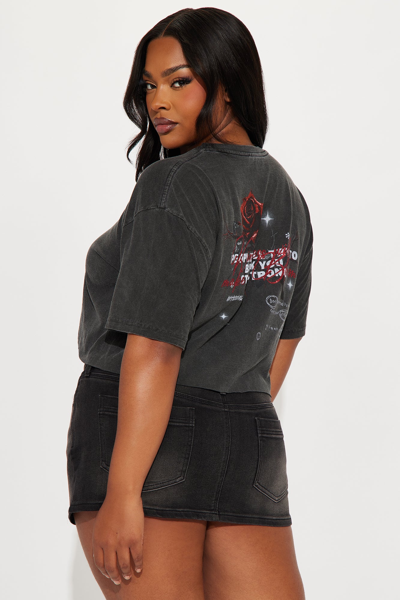 Anti Social Roses Washed Tee - Black - Image 8