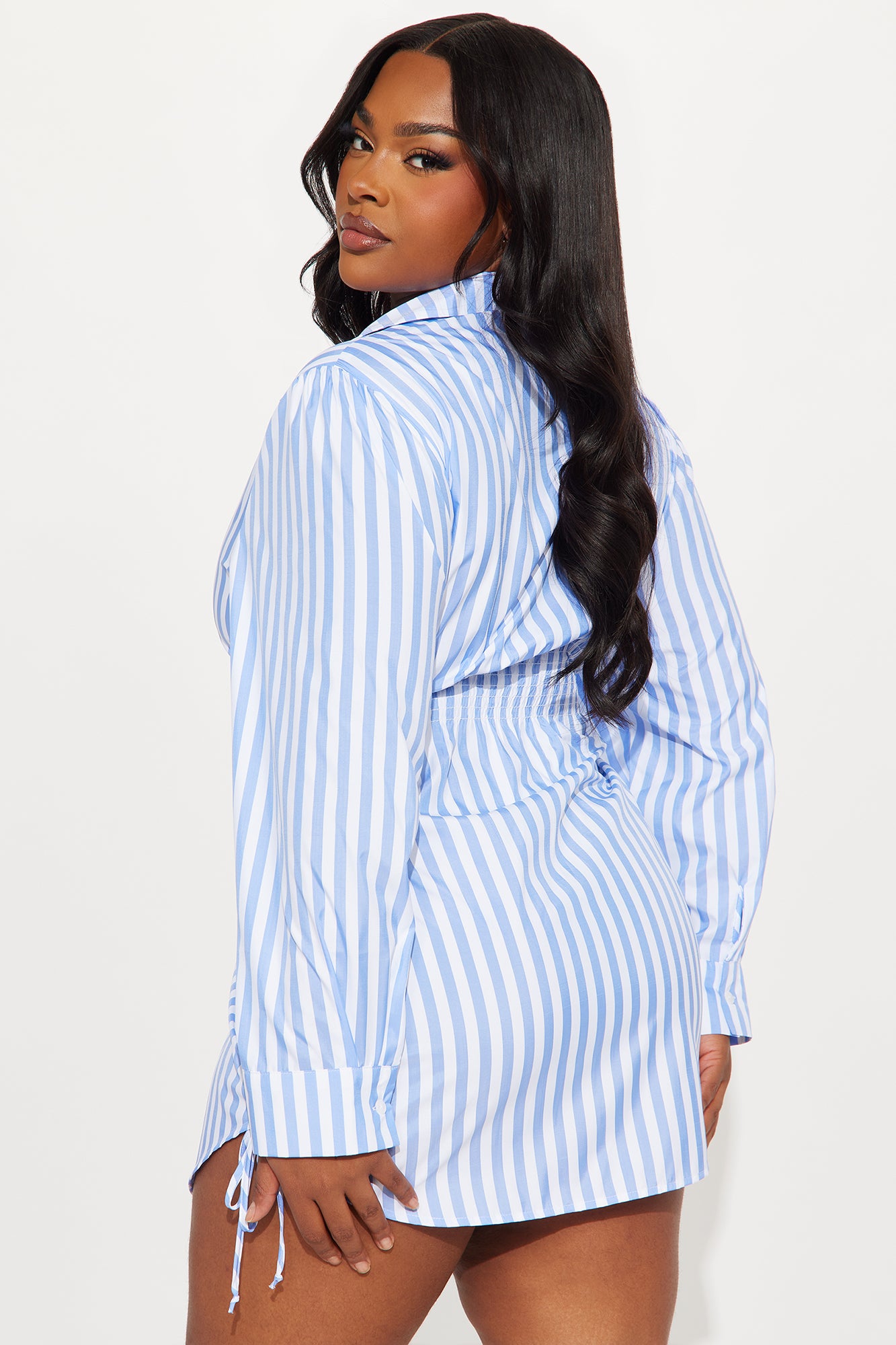 Voni Striped Shirt Mini Dress - Blue/combo - Image 7
