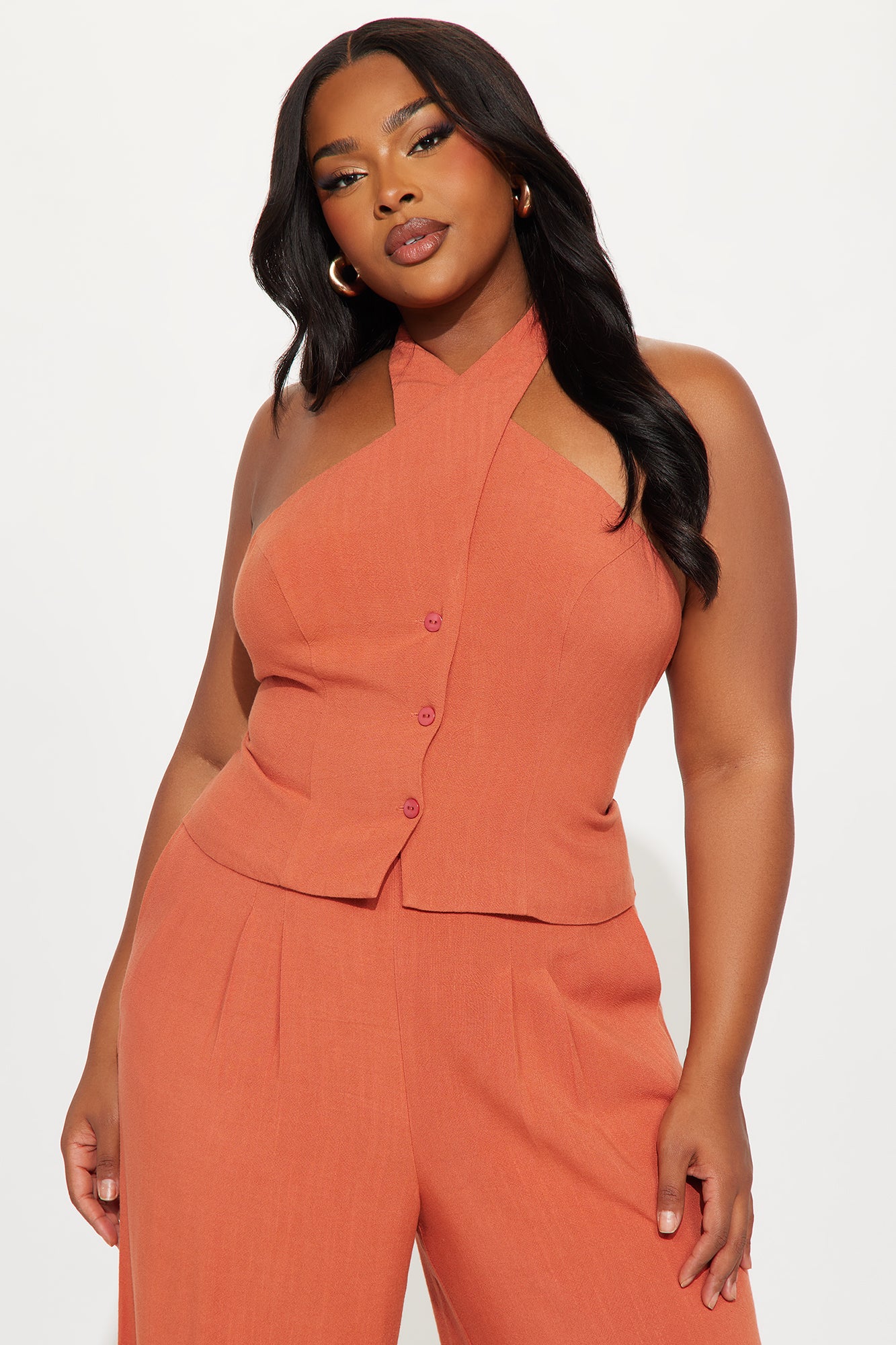 Johanna Linen Pant Set - Rust - Image 5