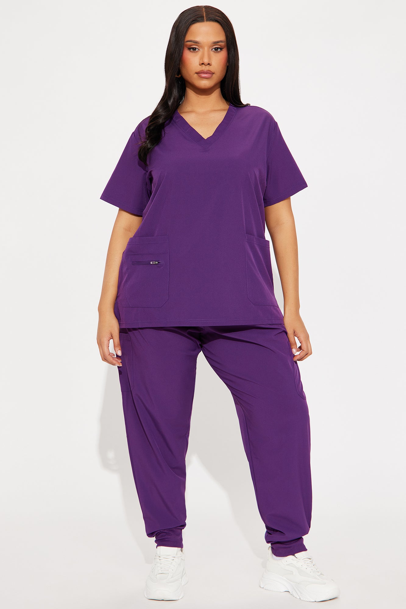 Essential 4 Way Stretch Scrub Uniform Jogger Set - Eggplant - Image 4