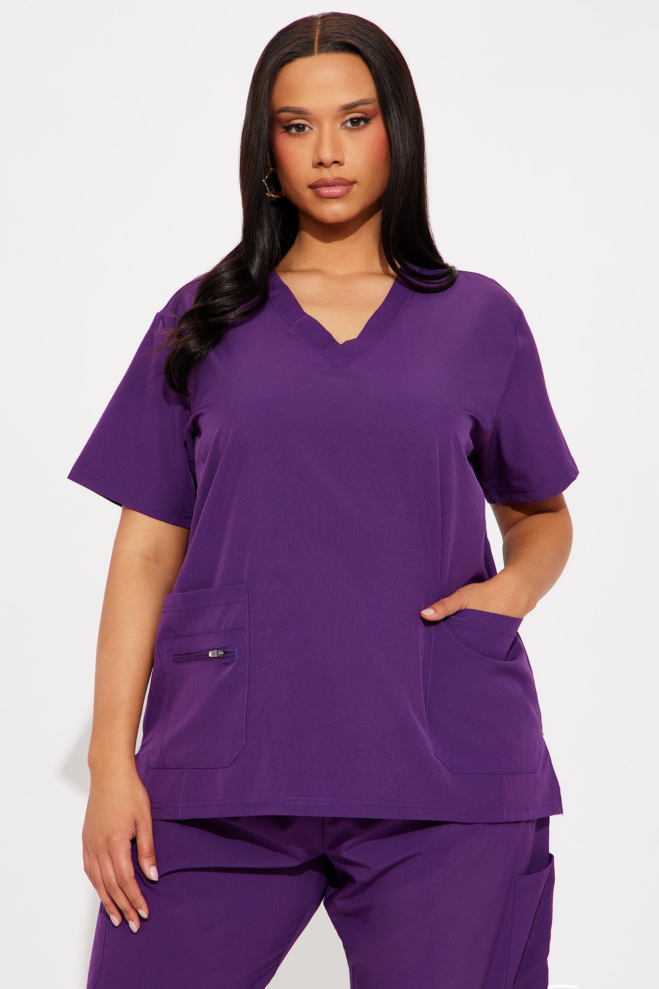 Essential 4 Way Stretch Scrub Uniform Jogger Set - Eggplant - Image 5