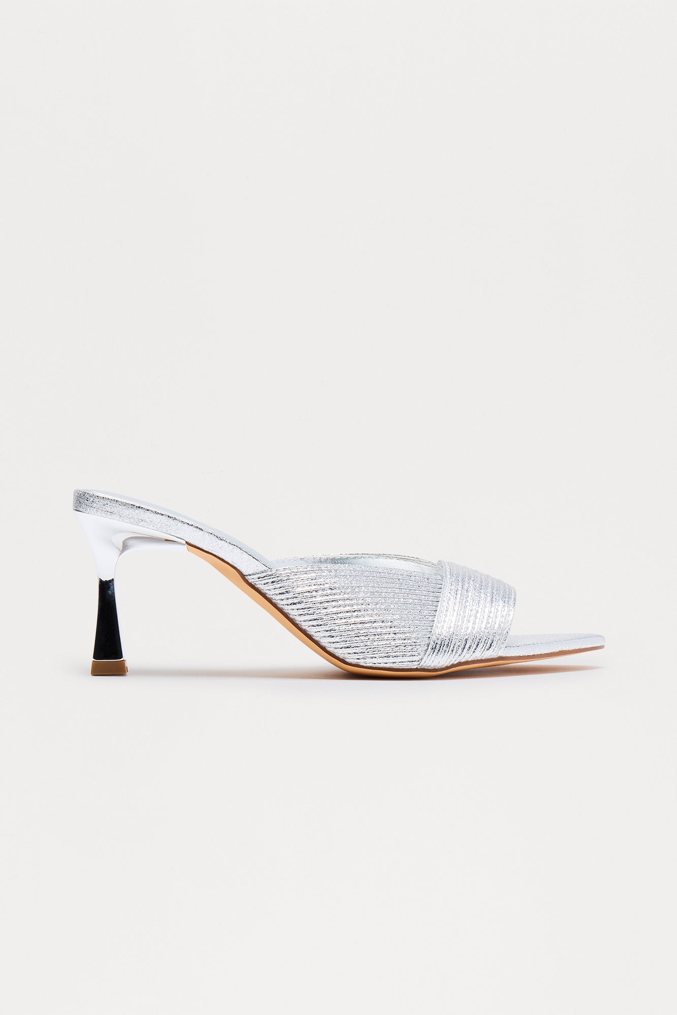 Gloria Pointed Toe Mules - Silver - Image 3