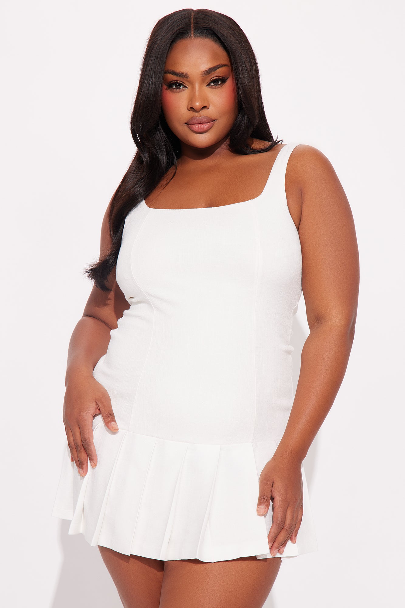 Cadence Stretch Linen Mini Dress - Off White - Image 5
