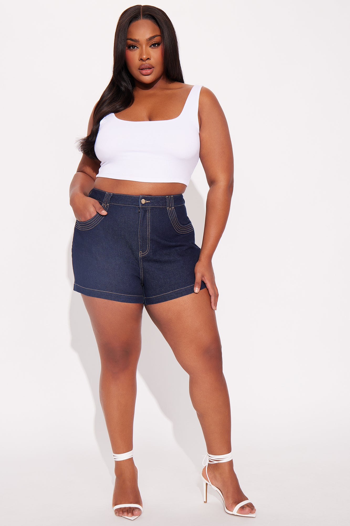 Good Ol' Days High Rise Denim Shorts - Dark Wash - Image 4