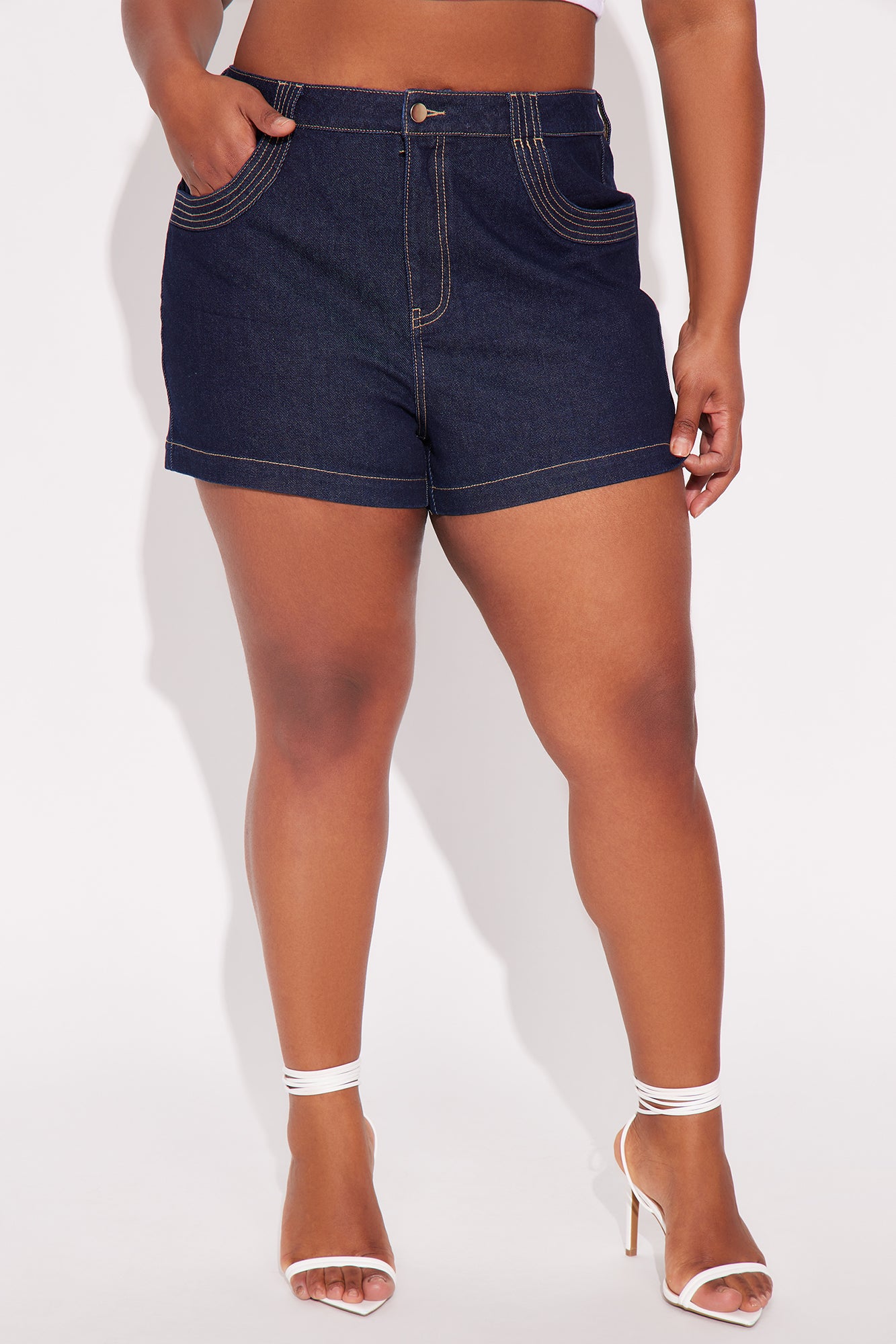 Good Ol' Days High Rise Denim Shorts - Dark Wash - Image 5