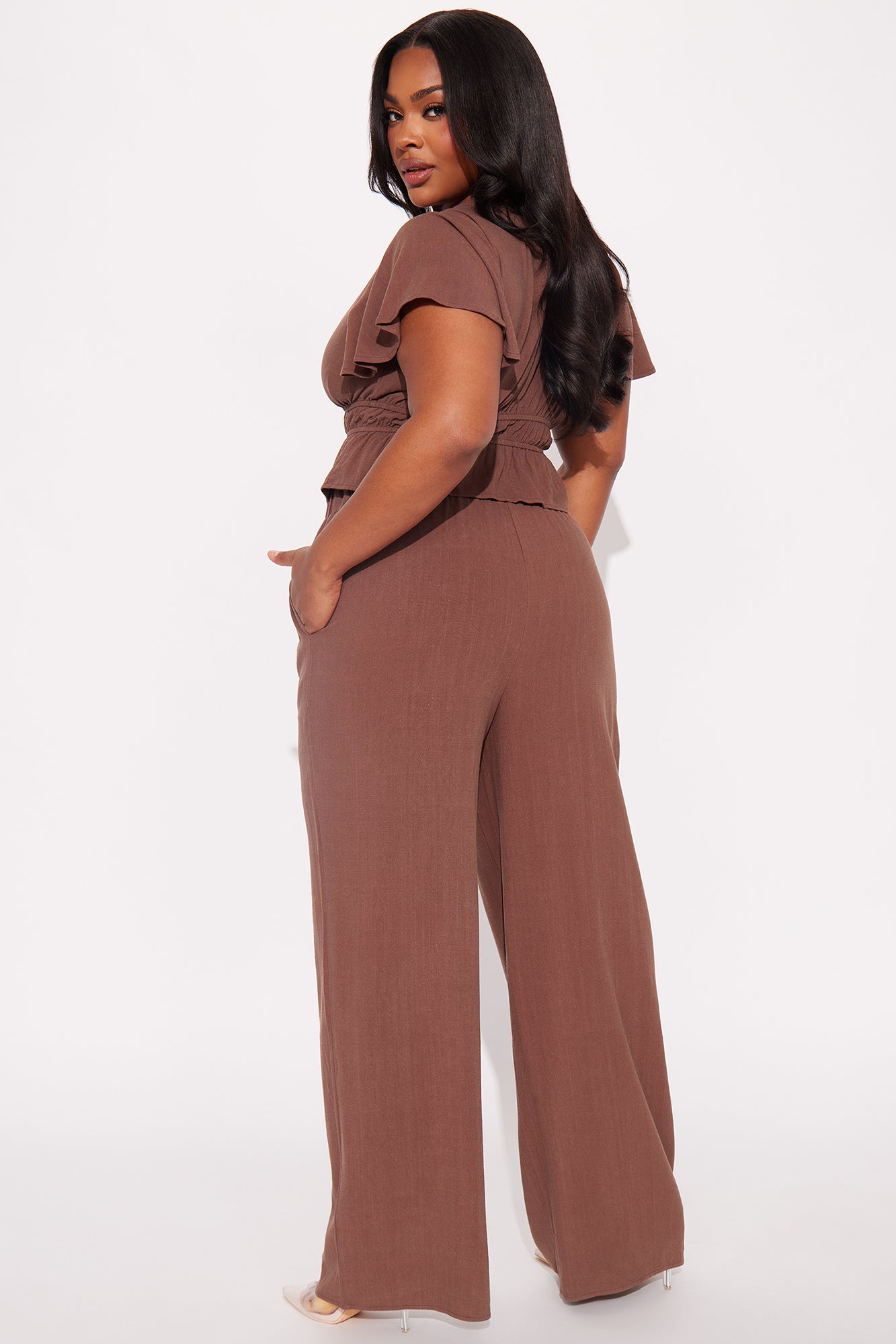 Zaya Linen Pant Set - Chocolate - Image 6