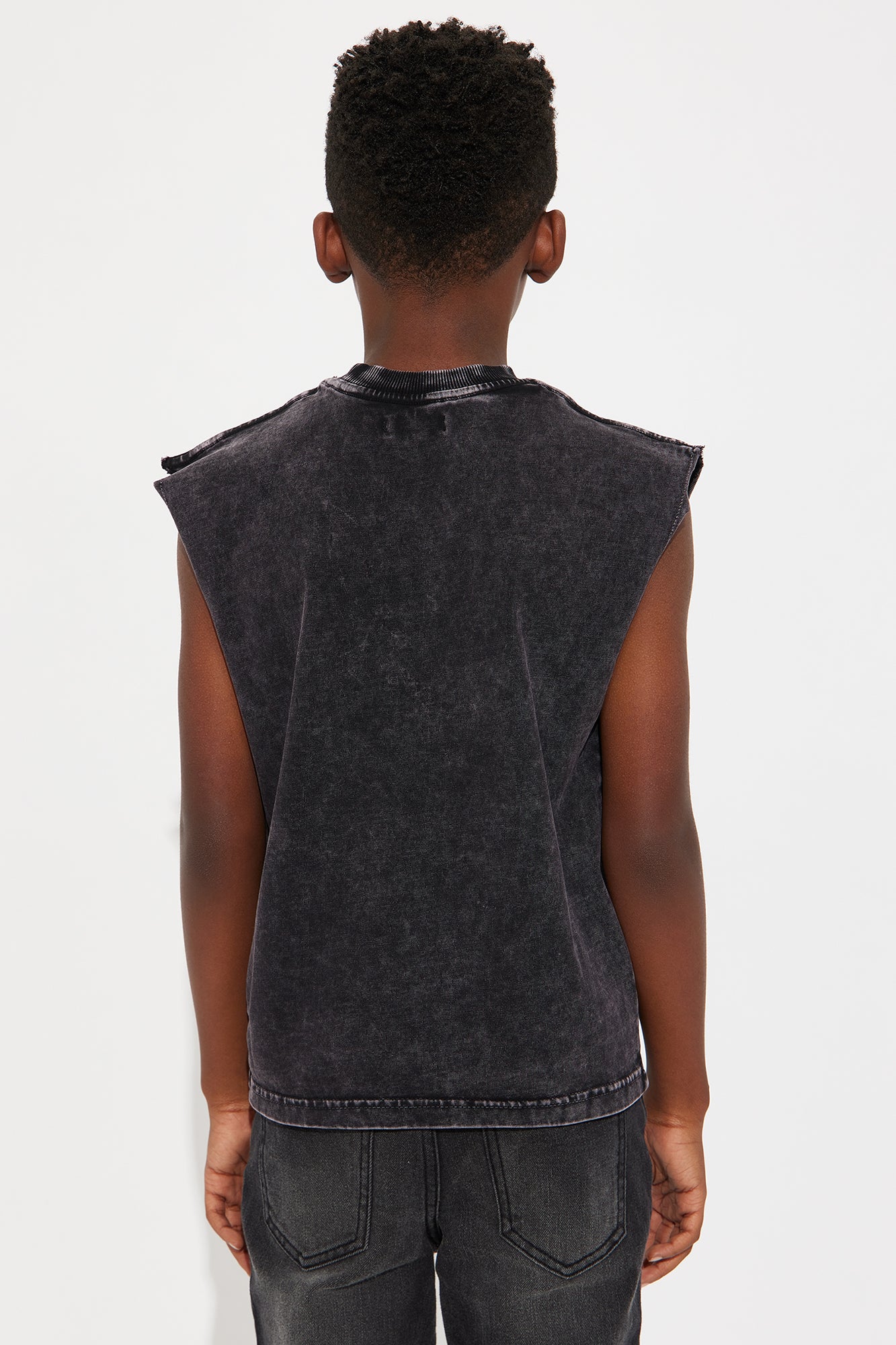 Mini Vintage Wash Heavyweight Muscle Tee - Black Wash - Image 3