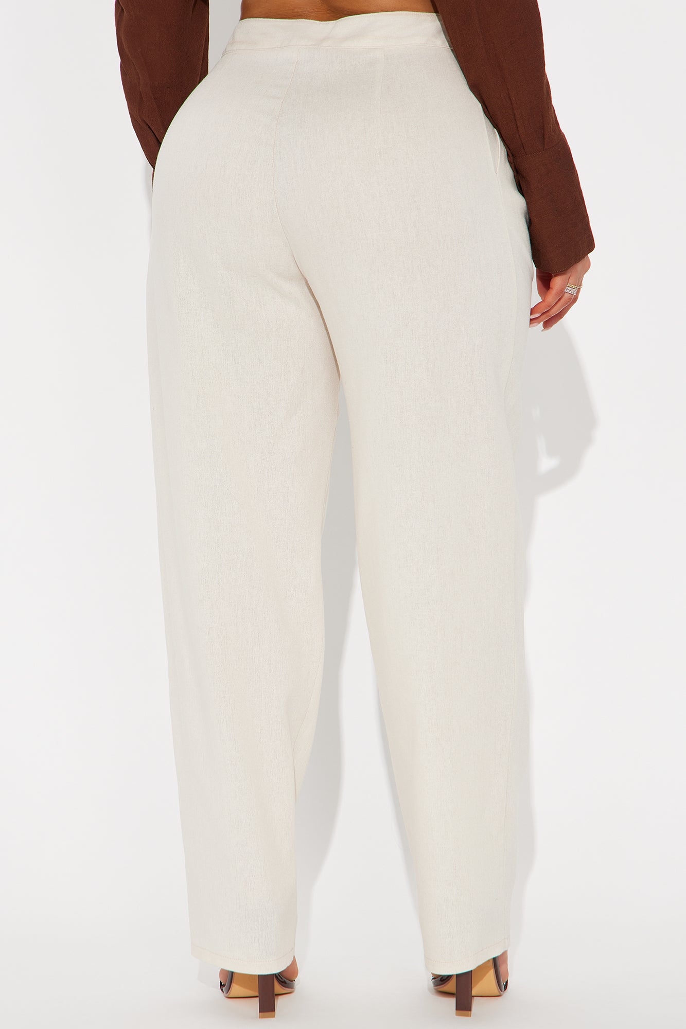 Aliza Wide Leg Linen Trouser - Tan - Image 3