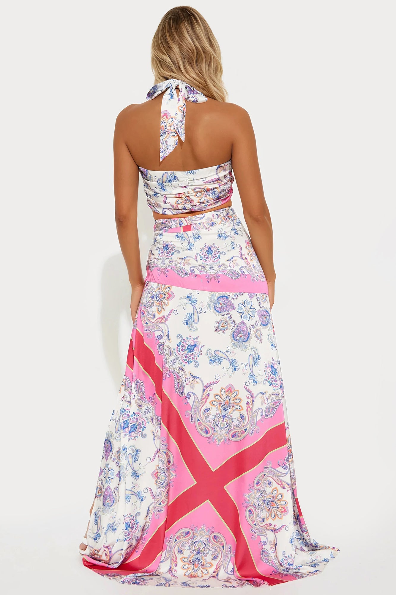 Vivid Dream Maxi Skirt Set - Pink/combo - Image 3