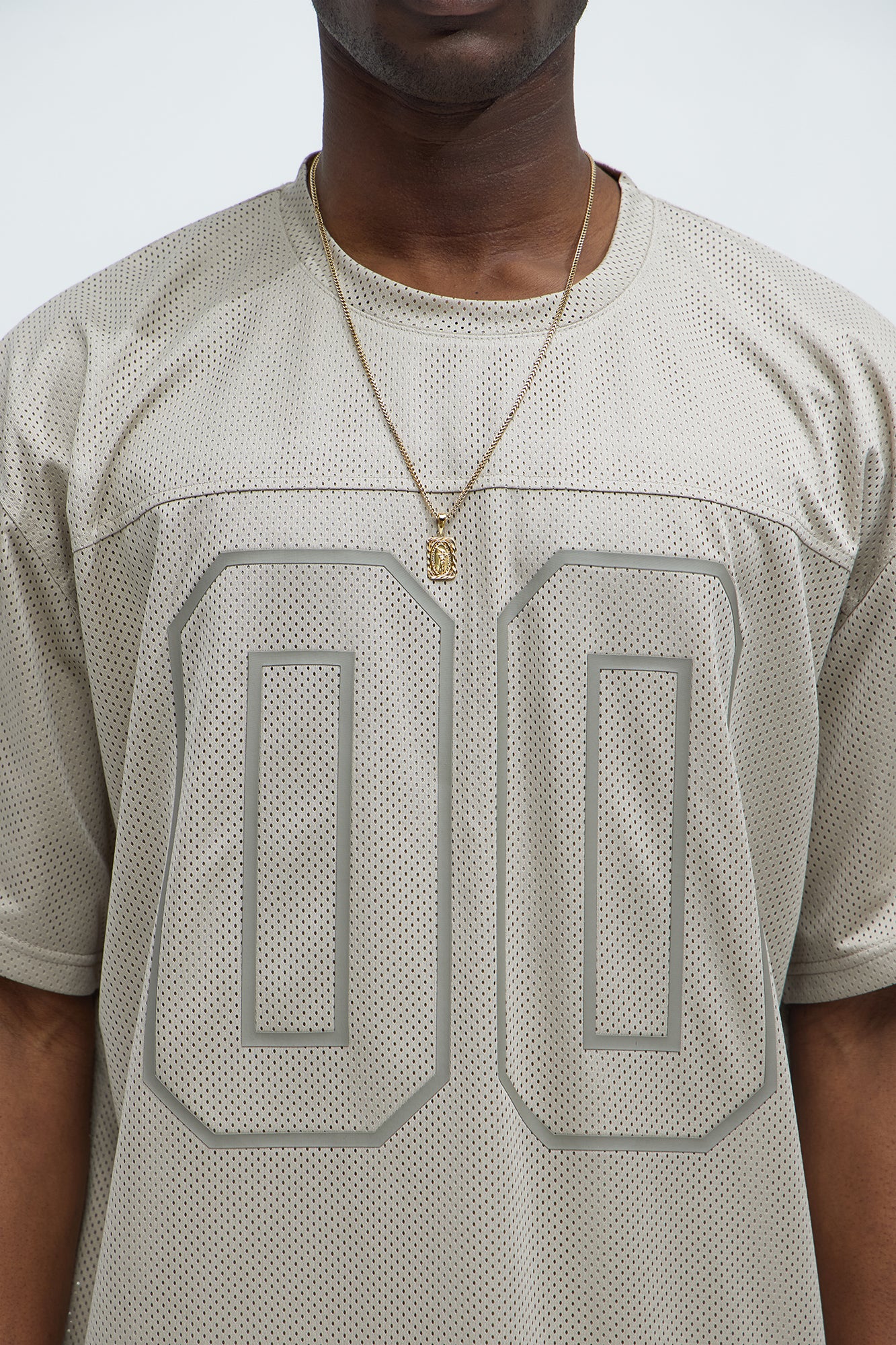 Mesh Boxy Football Short Sleeve Tee - Sand - Image 3