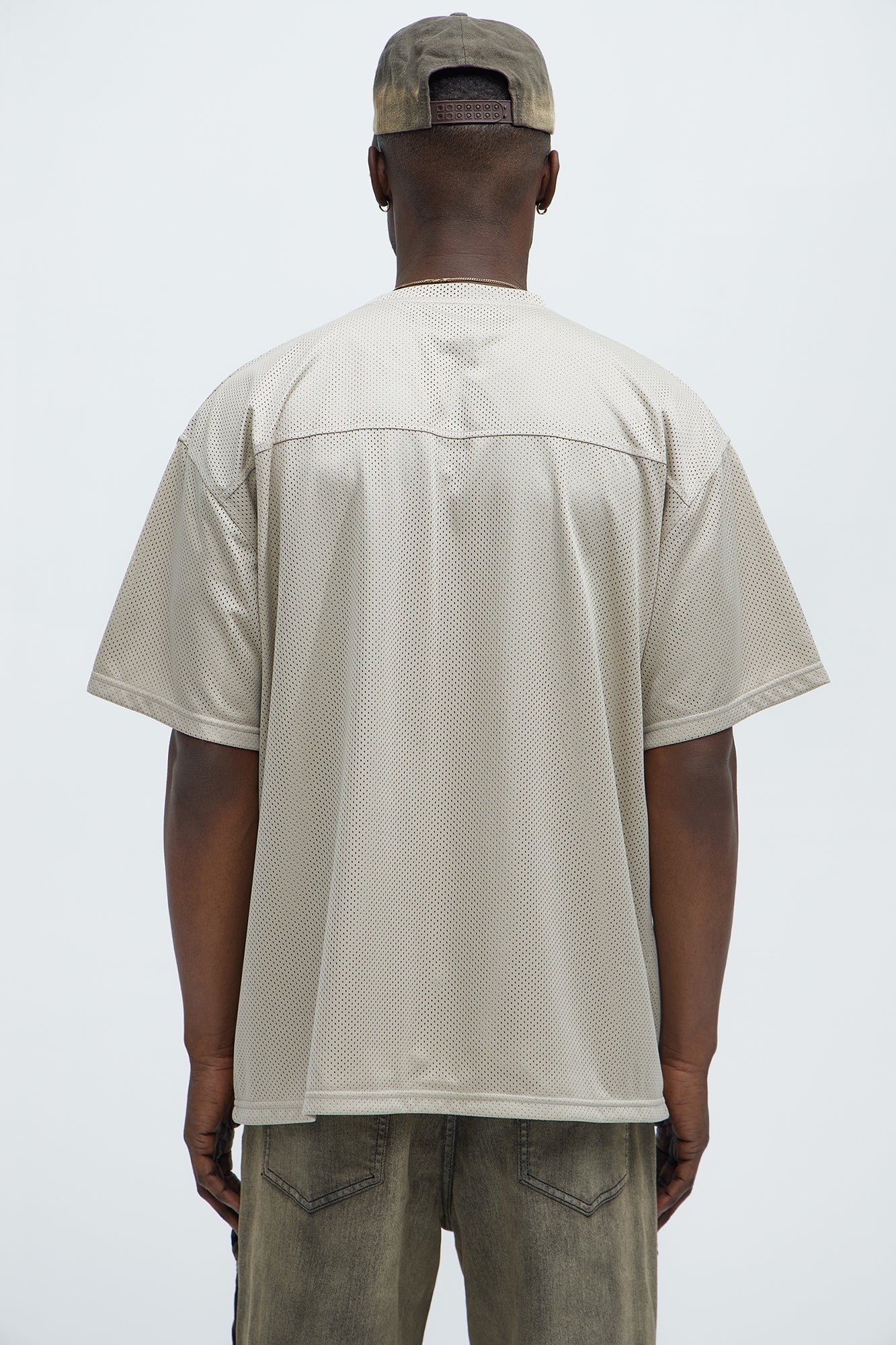 Mesh Boxy Football Short Sleeve Tee - Sand - Image 4